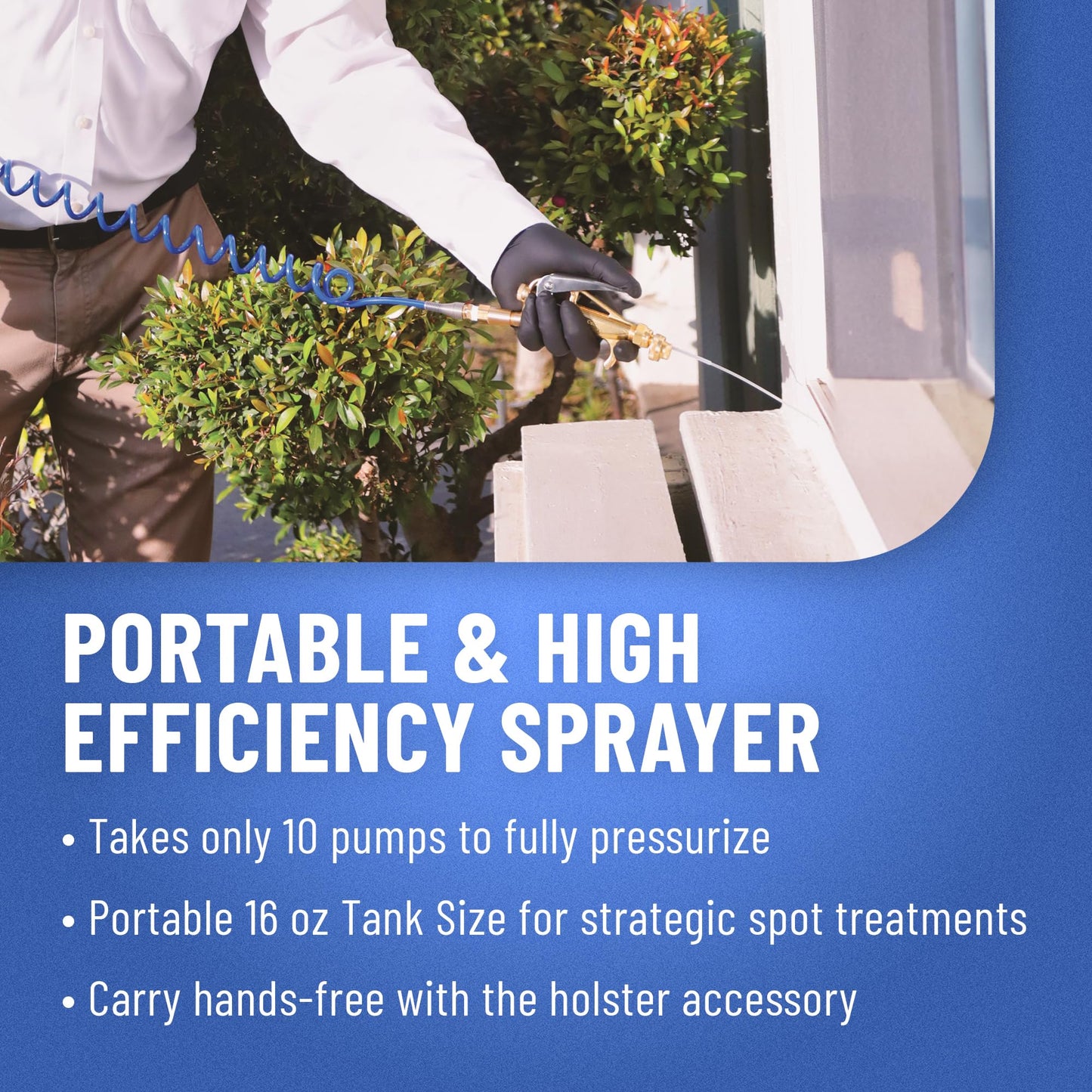B&G - AccuSpray Elite Compact Sprayer (24000100) - 16 oz Stainless Steel Tank – Extenda-Ban Valve - 4-Way Crack & Crevice Tip – Includes Belt Holster – Adjustable Brass Nozzel – Multipurpose Spray
