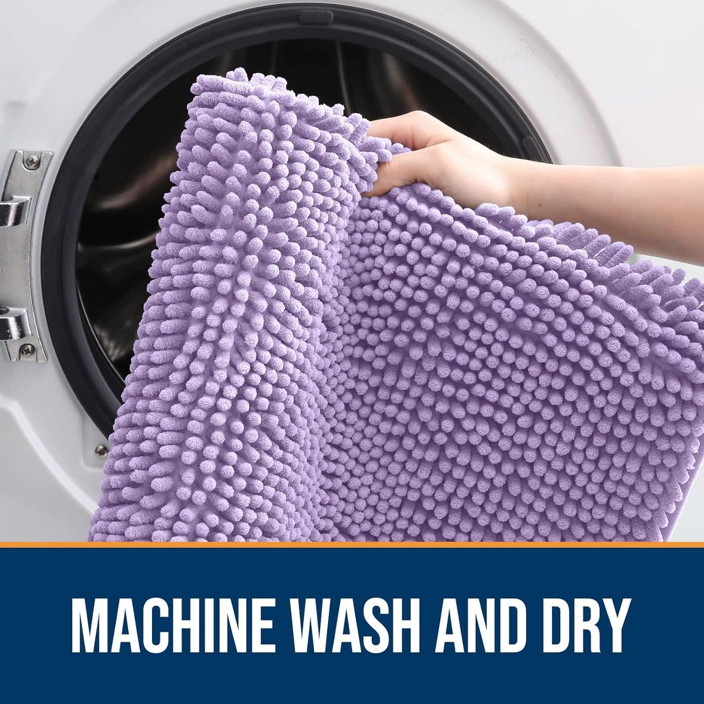 OLANLY Dog Door Mat - Absorbent Non-Slip Washable Chenille Mat for Muddy Paws | 47x24, Lavender