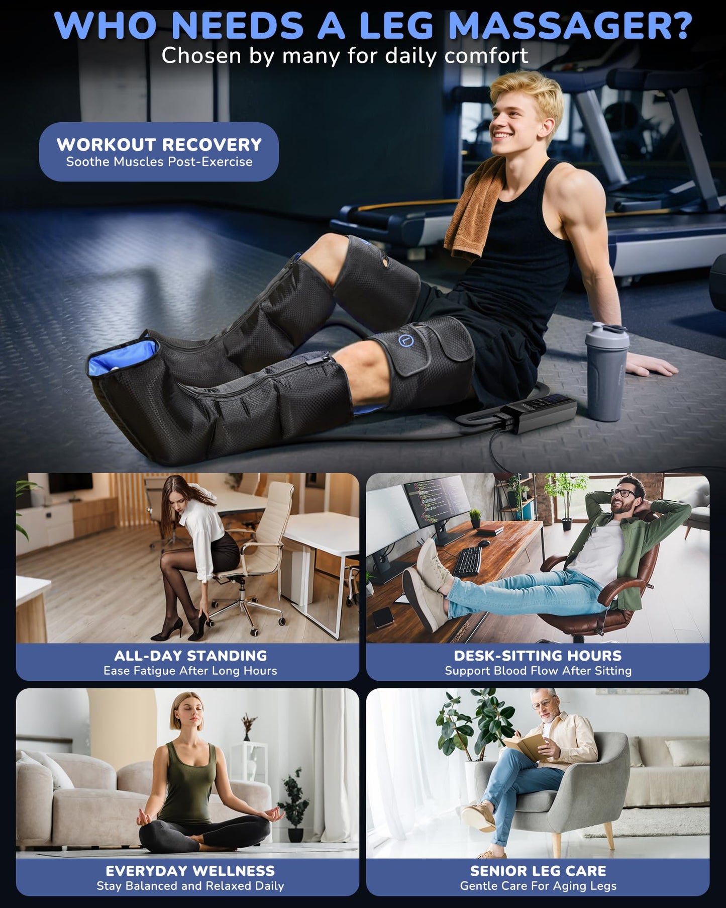 Musugy Leg Massager with Heat and Compression : Sequential Compression Boots with 6 Modes,9 Intensity and 3 Heat for Circulation and Pain Relief - Christmas Birthday for Mom, Dad, Athletes, Gym