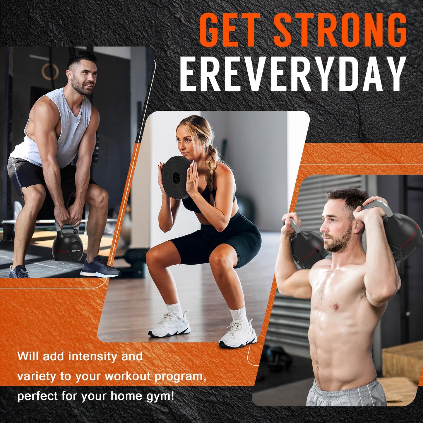 HXD-ERGO Adjustable Kettlebell Weight Set-Quickly Adjusts 7 Weights,Ergonomic kettlebell sets for Home Gym (Black（3.5-22.5LBS）)