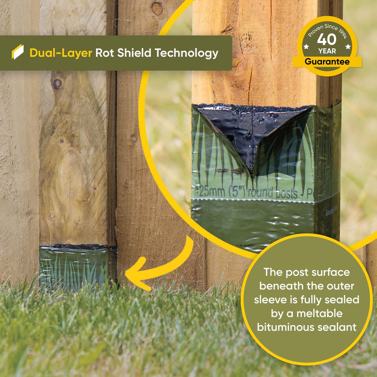 Postsaver Pro-Wrap Large +Plus | Fence & Deck Post Rot Protector | 40-Year Guarantee | Pack of 10 | Fits 5x5” to 6x6" Square and 6” to 7" Round Posts | Dual-Layer Rot Protection