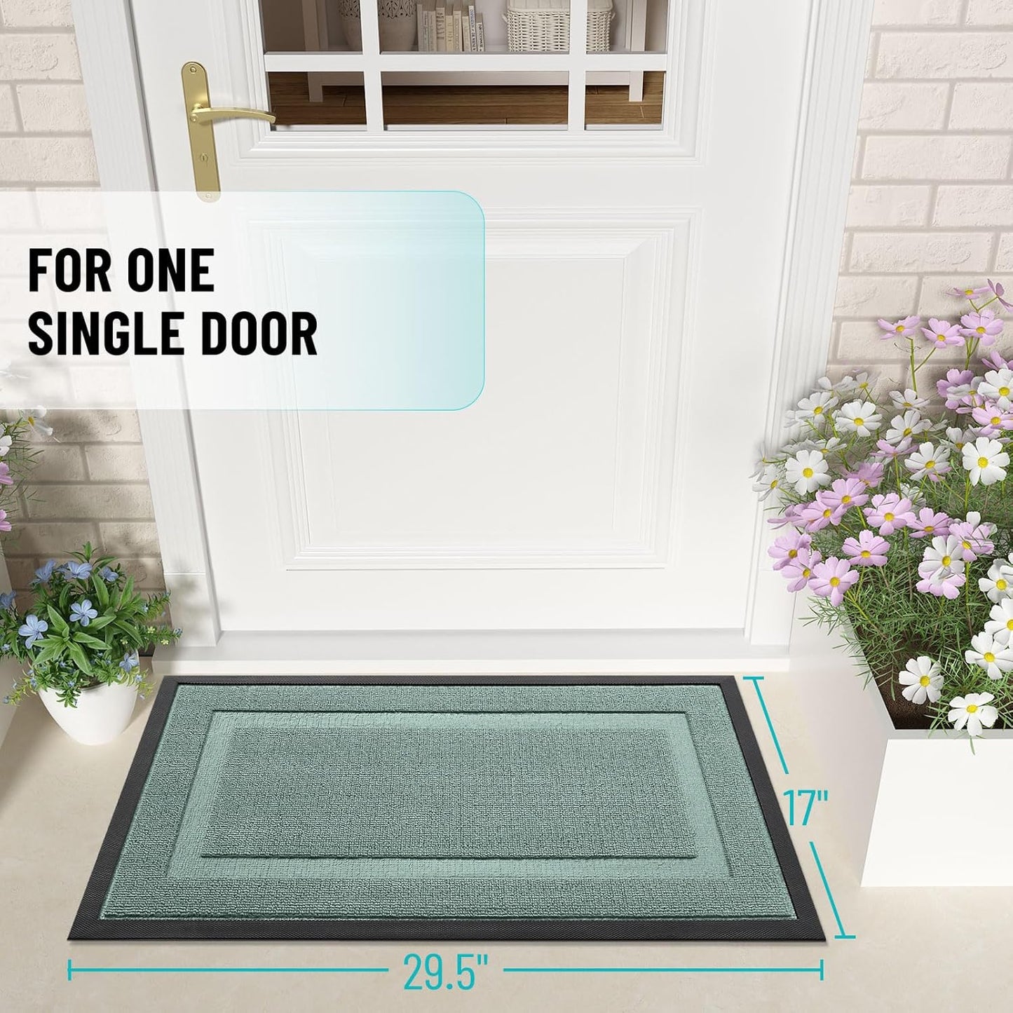 OLANLY Indoor Outdoor Front Door Mat - Waterproof All-Season Doormat, Easy Clean, 47x23, Grayish Green