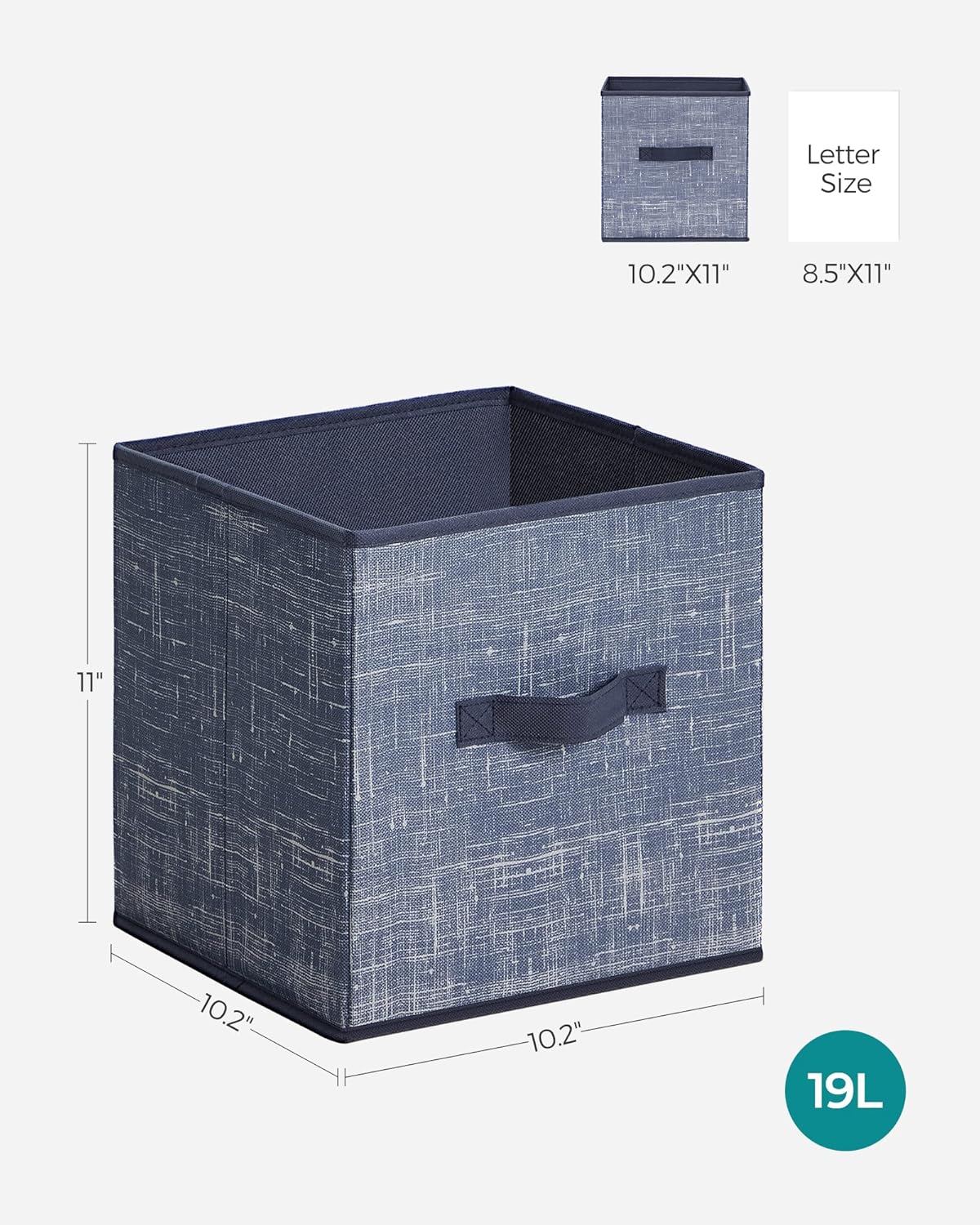 SONGMICS Storage Cubes - 11-Inch Foldable Non-Woven Fabric Bins with Double Handles | Set of 6 in Misty Blue