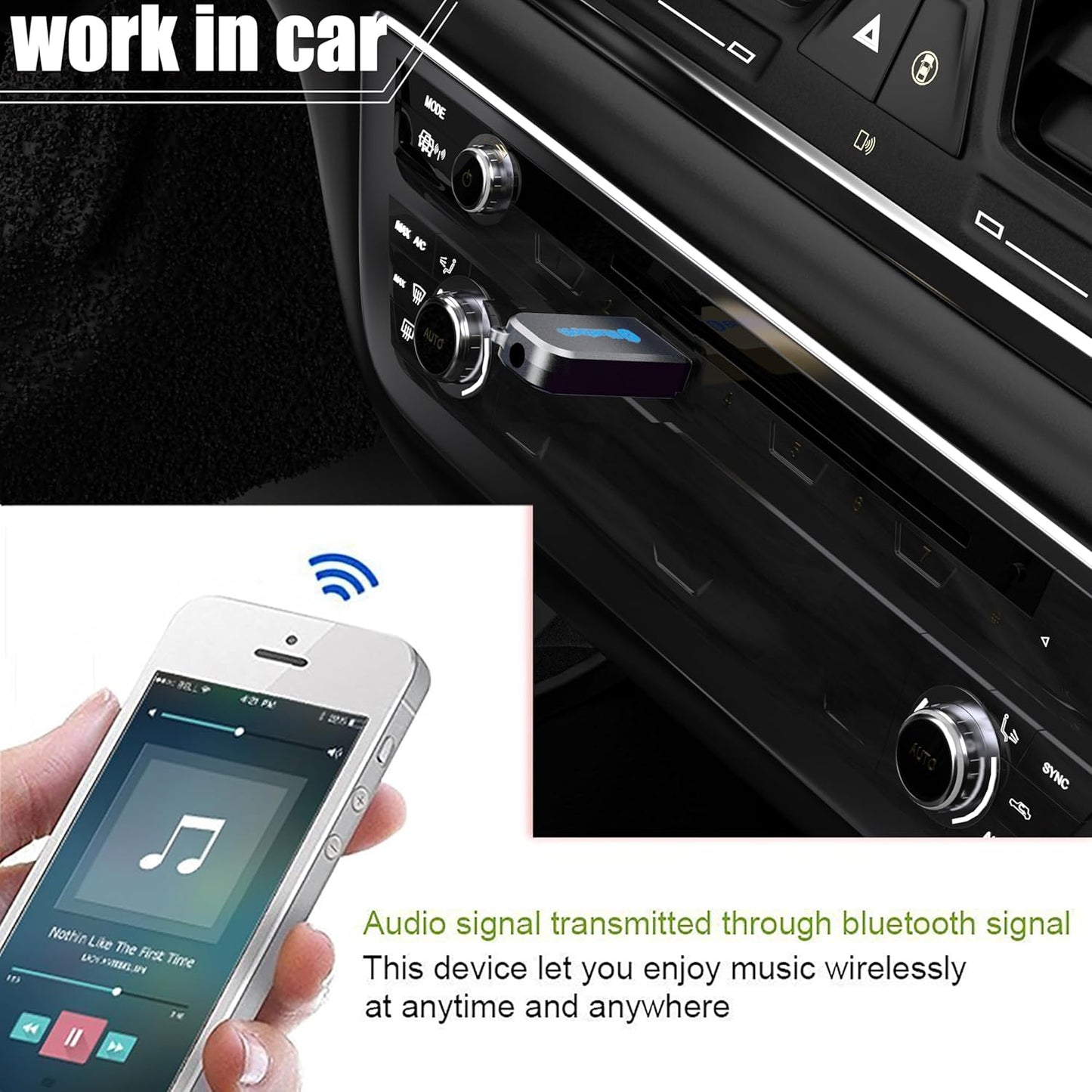 VONVOFF 5.3 USB Bluetooth Car Kit [Stronger Mics& Noise Cancellation] &[Plug-and-Play] Bluetooth Receiver Adapter