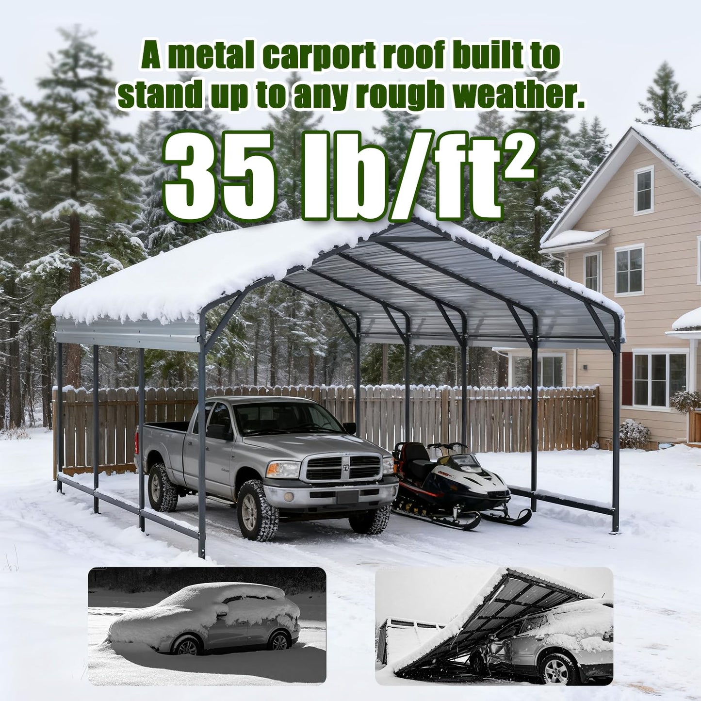 VOYSIGN Metal Carport Heavy Duty 12x20ft Outdoor Galvanized Steel Car Port, Vehicle Canopy Garage Shade, Multi-Use Shelter for Car, Boat, Tractors & Outdoor Storage