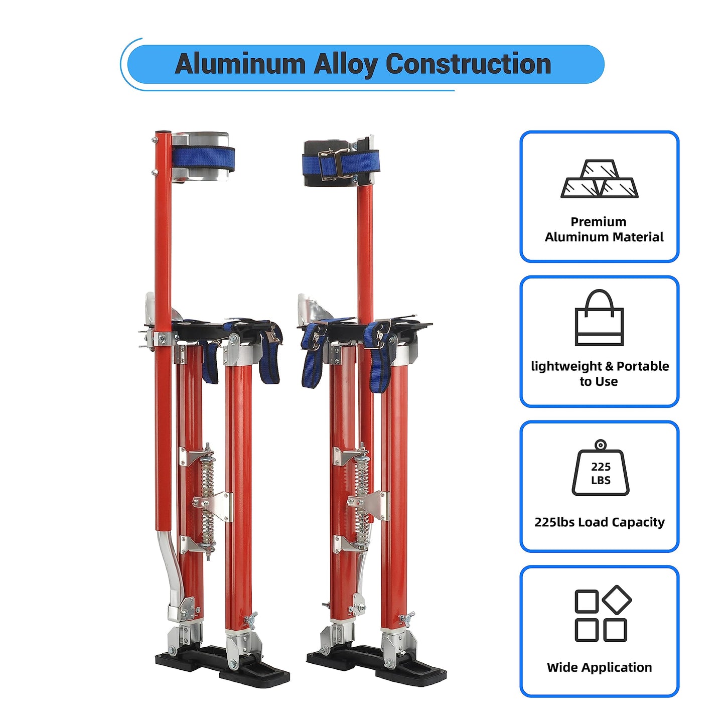 GESEXI Drywall Stilts 24-40 inch Adjustable Professional Aluminum Tool Stilt for Painting Painter Taping, Red