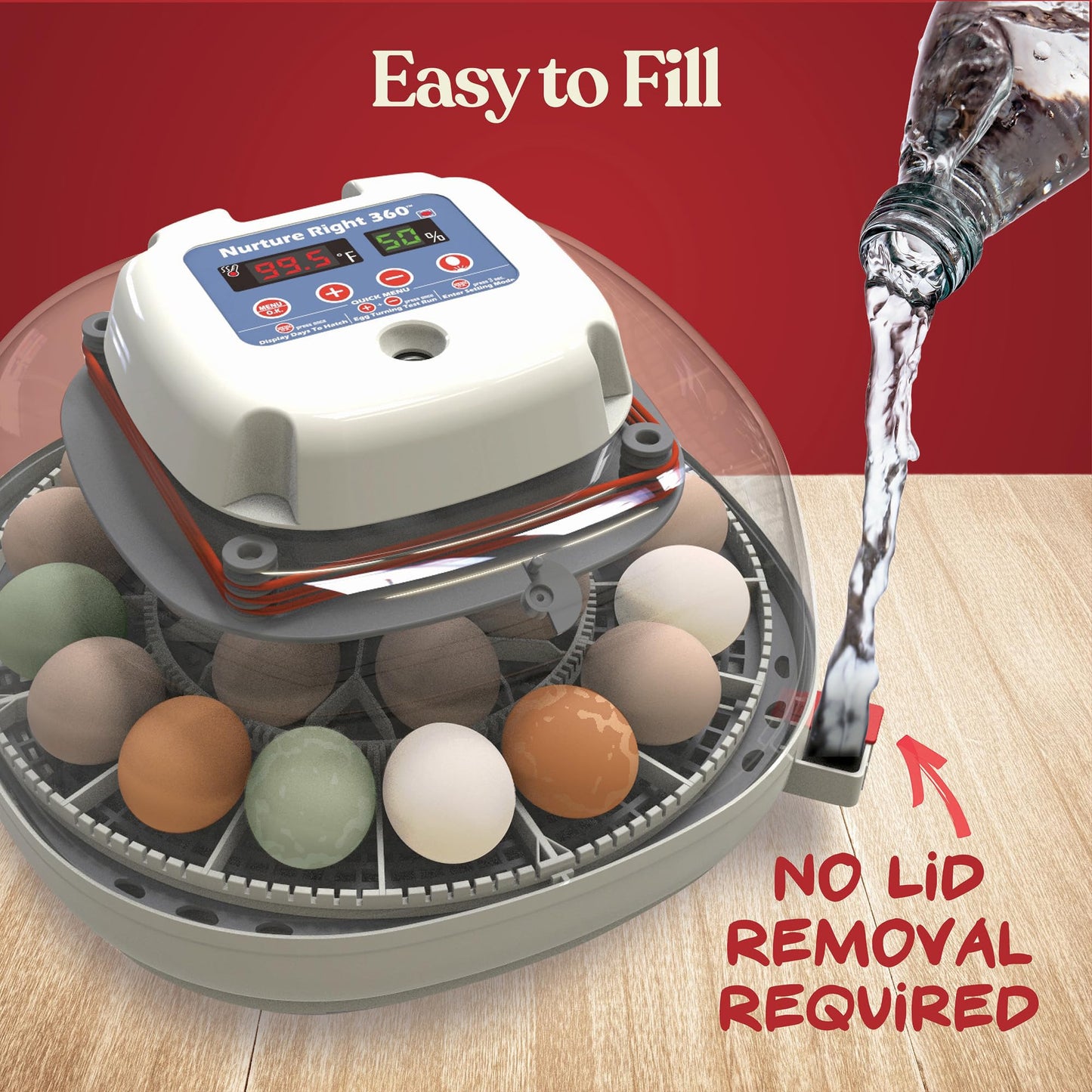 Harris Farms Nurture Right Egg Incubator for Hatching Chicks, Holds 12-22 Eggs, Automatic Turner with Temperature and Humidity Control, 360 Degree View with Clear Window, Incubator for Hatching Eggs