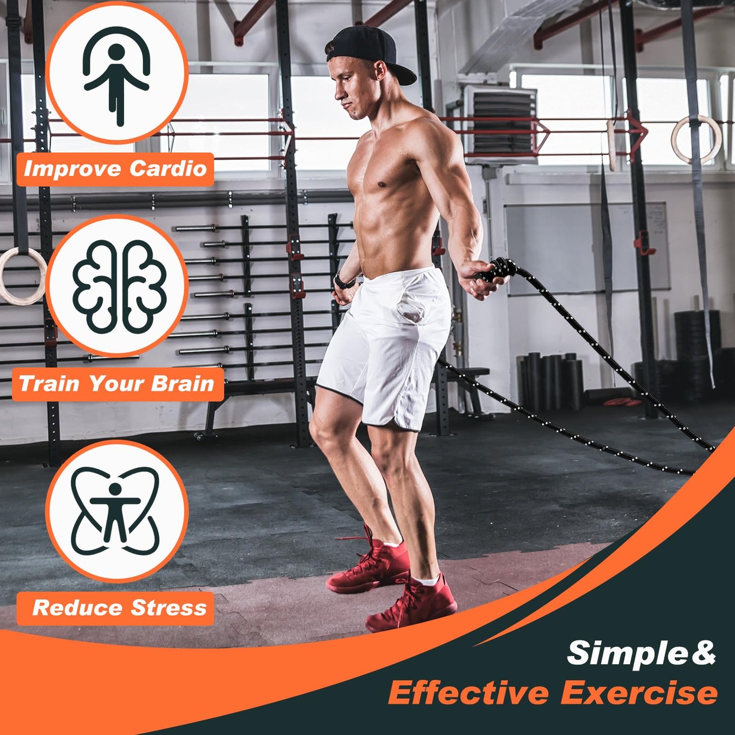 Lewtemi 2 Pcs Flow Rope for Fitness Double Woven Workout Rope Adjustable Length Flow Jump for Working out Men Women Training Exercise Gym Indoor Outdoor Beginner, 9 ft(Black, Green,320g+550g)