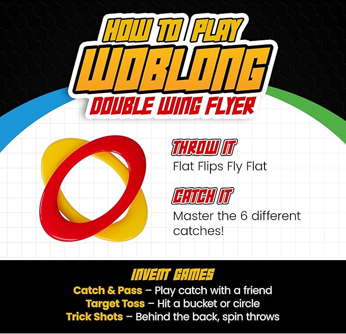 Double Wing Flyer – Aerodynamic Flying Disc for Families & Adults Playing Catch, Sports Toys for Beach Frisbee & Park Activities, Outdoor Toys for Teens & Frisbees for Adults (Yellow & Red)