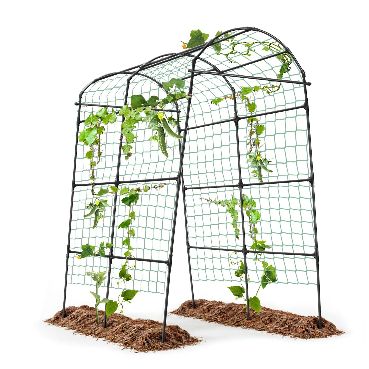 Yotoworth Garden Arch Arbor Trellis for Climbing Plants Outdoor, 7.8 ft Extra Tall Cucumber Trellis Raised Bed Climbing Vine Plant Support, Grape Vegetable Tomato Pumpkin Peas Bean, Black