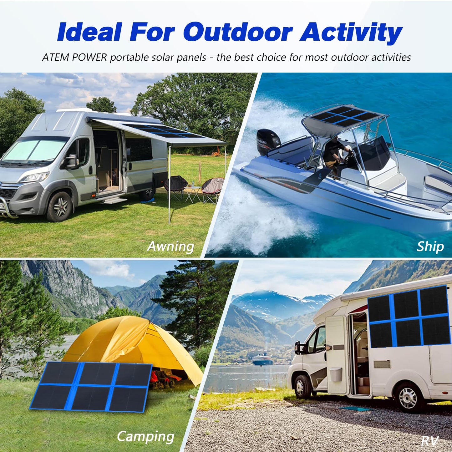 ATEM POWER 200W Portable Solar Panel, Foldable Solar Panel HPBC Chip, 20A MPPT Charger Controller 5V USB Output for 12/24V Battery/Power Station Outdoor Camper RV Hiking Durable Anti Cracking Coating