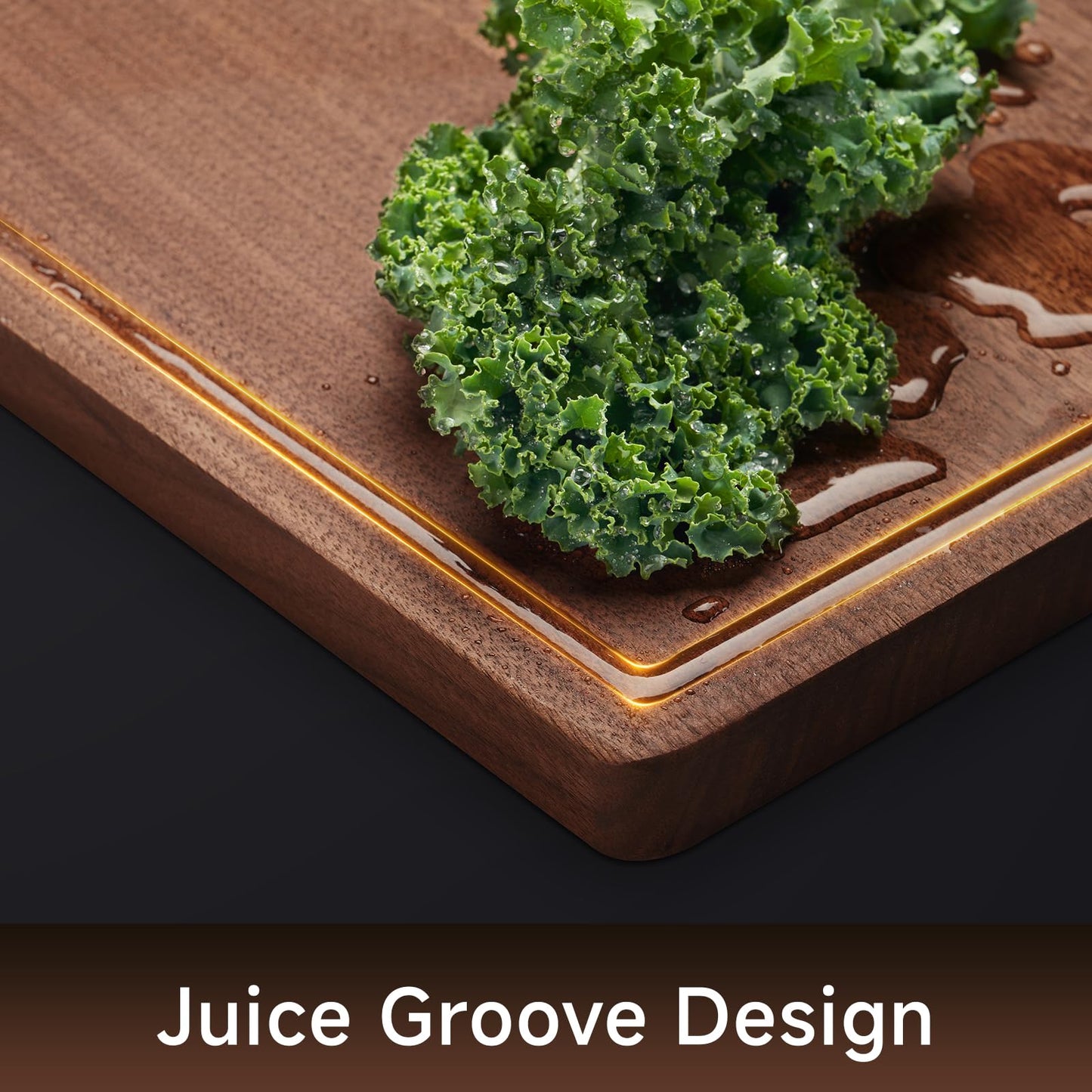 KOBACH Black Walnut Wood Cutting Board – 11"x17" Durable, Non-Toxic Double-Sided Wooden Chopping Board for Kitchen, Butcher Block with Juice Grooves