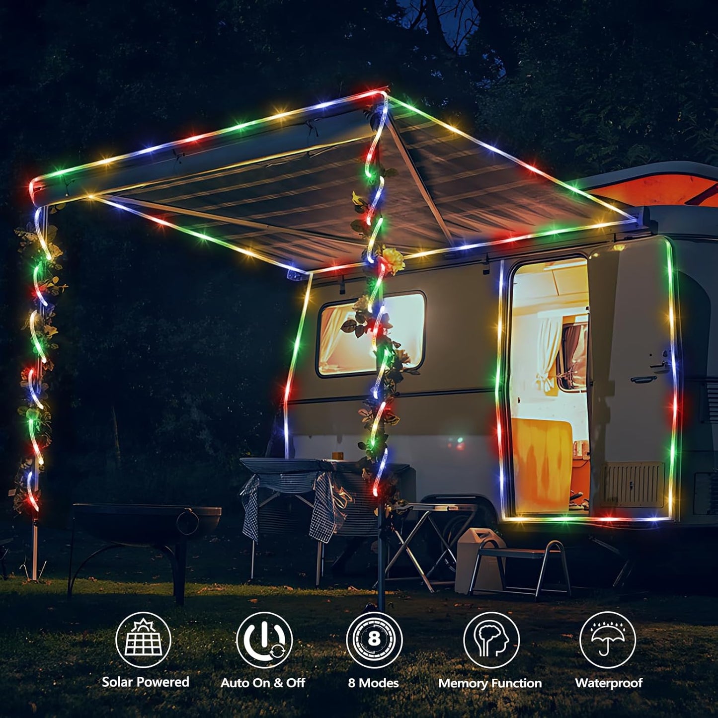 Solar Rope Lights by [Brand Name] | 132ft 400LED Waterproof Outdoor String Lights - 8 Modes for Garden & Patio Decor