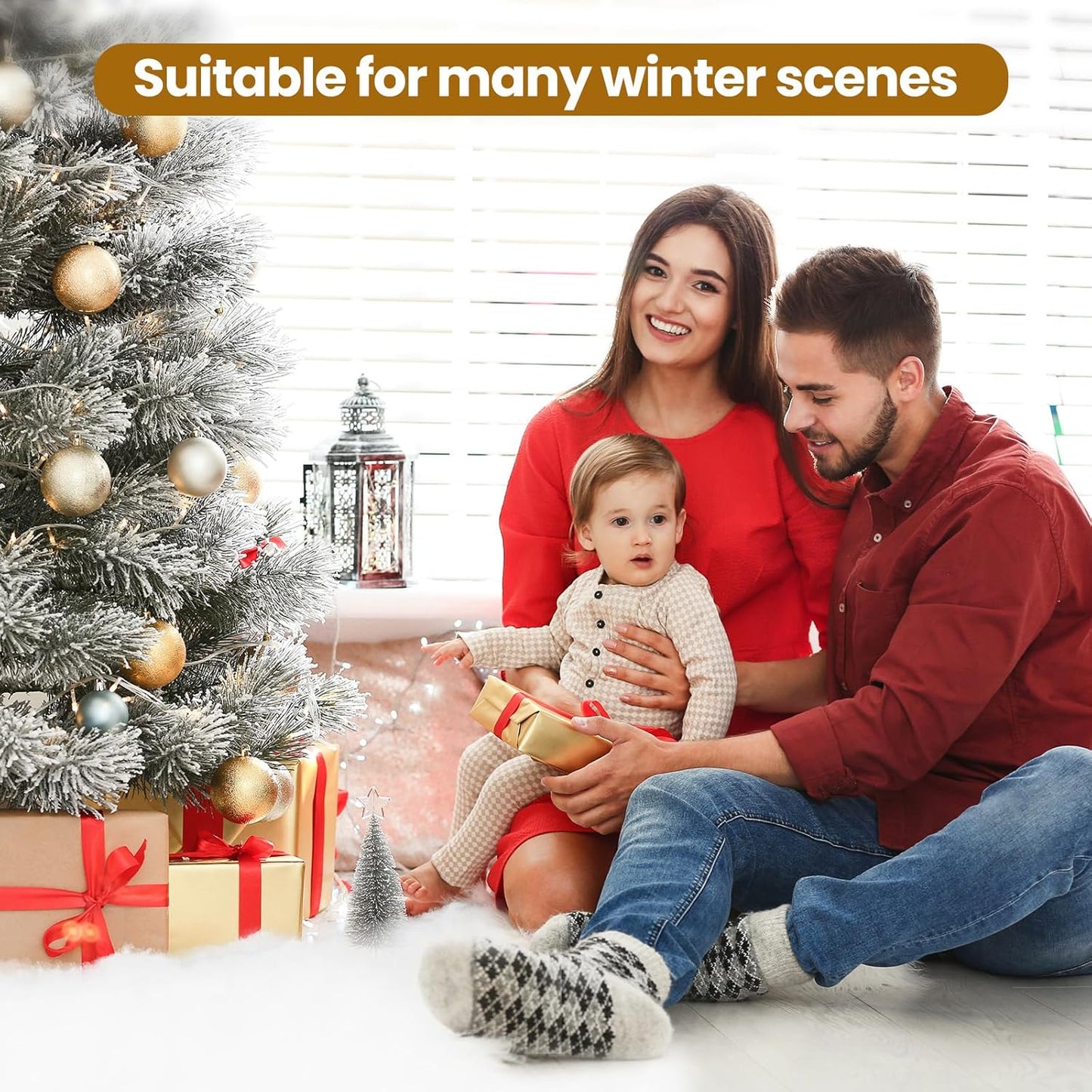 Vodiye Fluffy Snow Blanket - Lifelike Artificial Snow for Christmas Decor | Soft & Thick (2pcs)