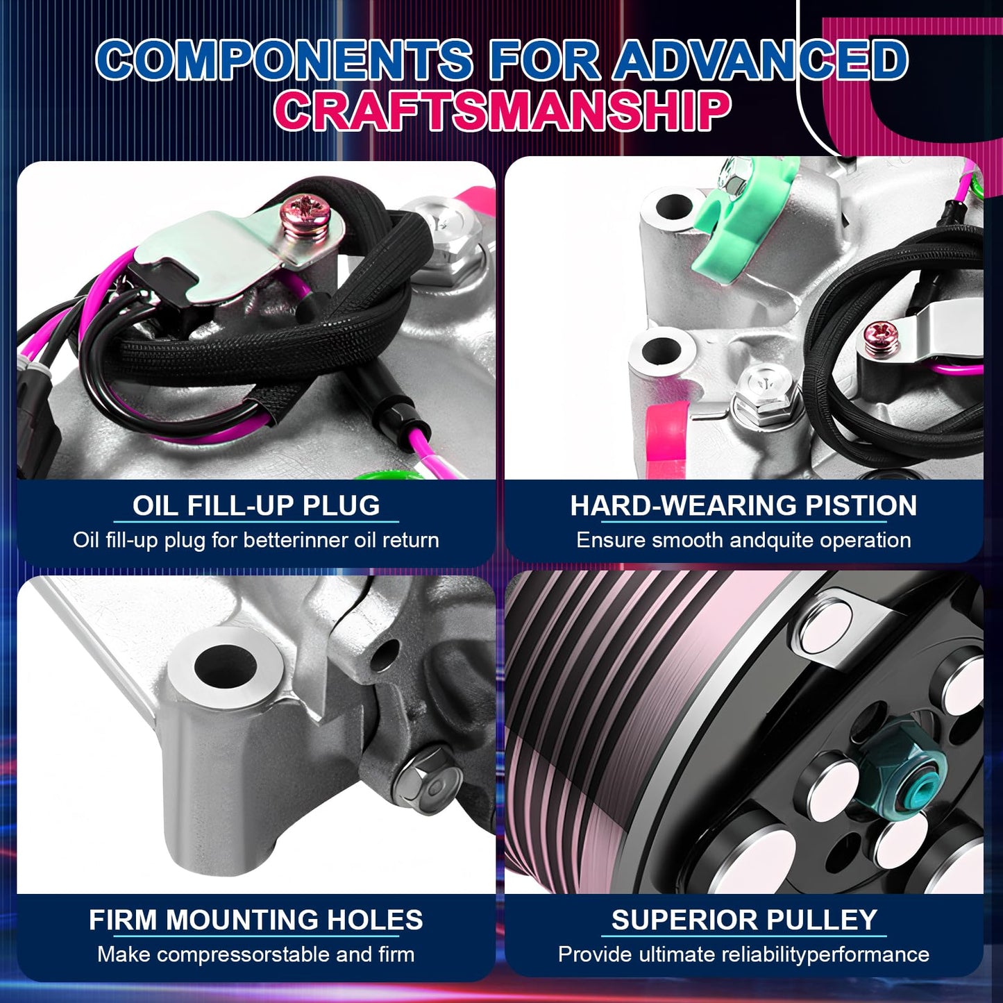 NTLTPYY AC Compressor Compatible with Explorer/Ranger/B-Series/Navajo/Mountaineer (1990-2011) - FS10 Type,R-134A,w/Clutch,Pre-Filled Oil, Direct Fit Replacement# 58132, 57132,4R3Z19703A