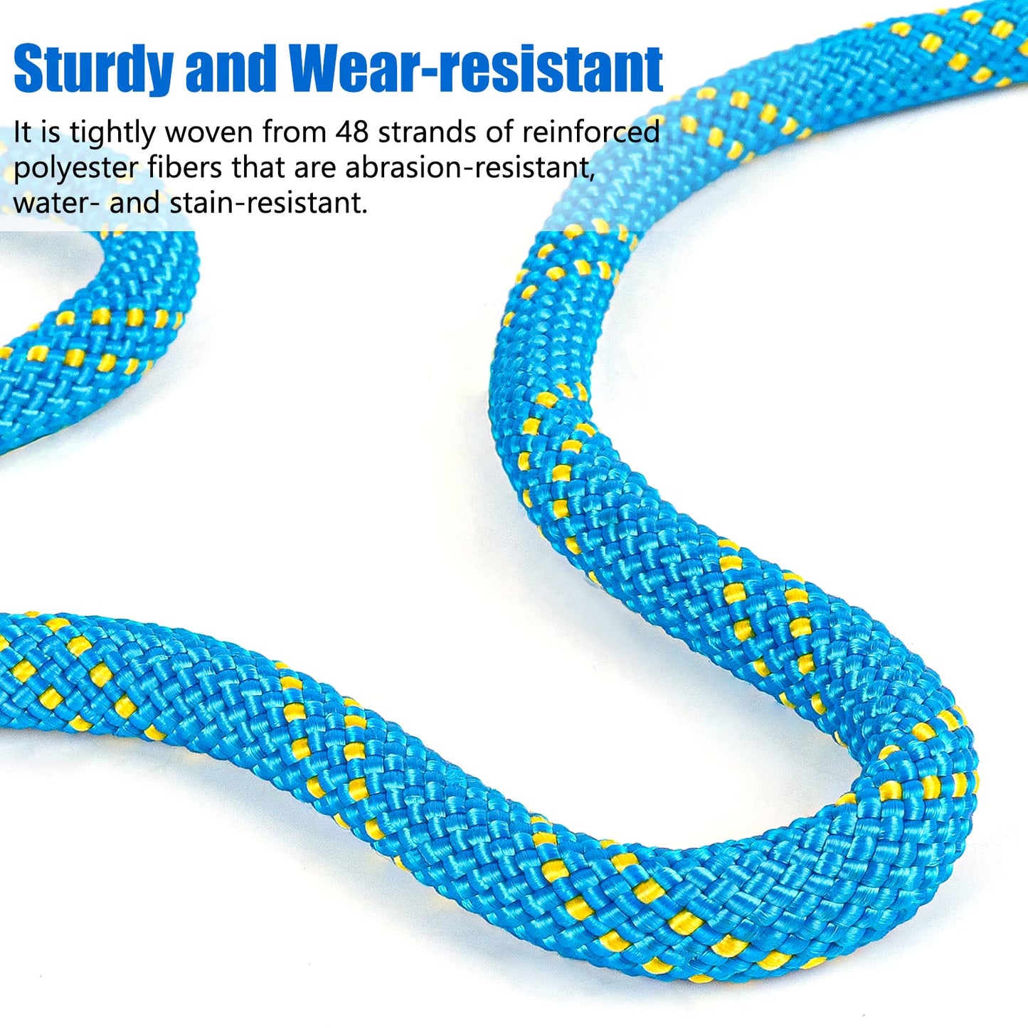 NTR Orange/Black/Blue Climbing Rope 10M(32ft) 20M(64ft) 30M(96ft) 50M(160ft), 8MM Static Rock Climbing Rope with 2 Steel Hooks, Rappelling Rope for Outdoor, Hiking Safety Escape Rope, Rescue Parachute