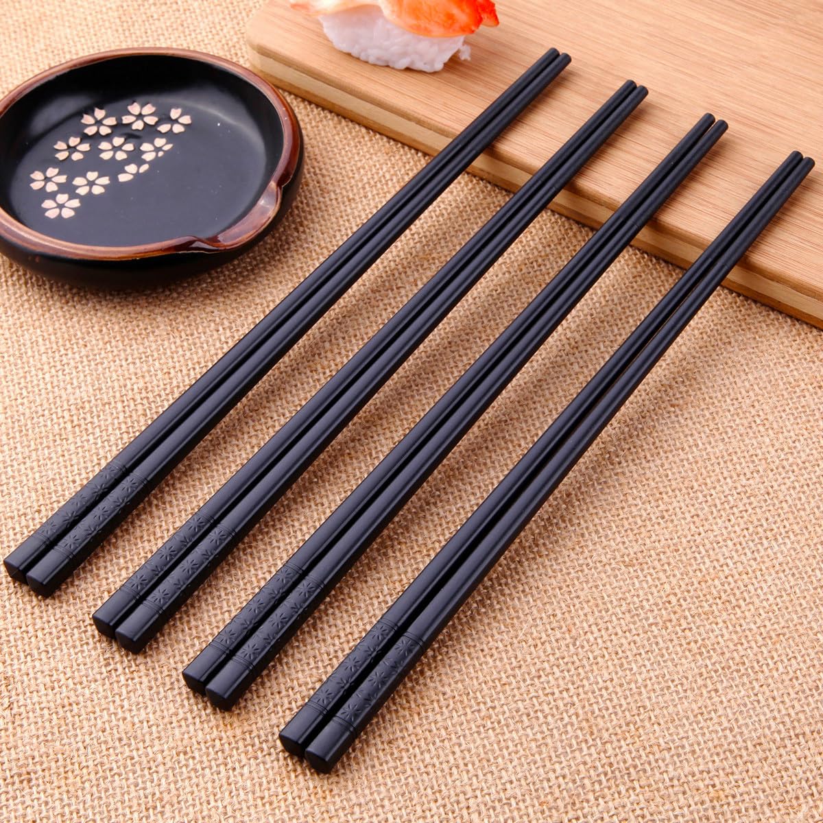 VIWIK 5 Pairs Premium Reusable Chopsticks, Anti-Slip Fiberglass Chop Sticks, Food-Grade Dishwasher Safe Heat-Resistant Durable Utensils for Sushi Japanese Korean Chopstick Gift Set 9.5 Inch
