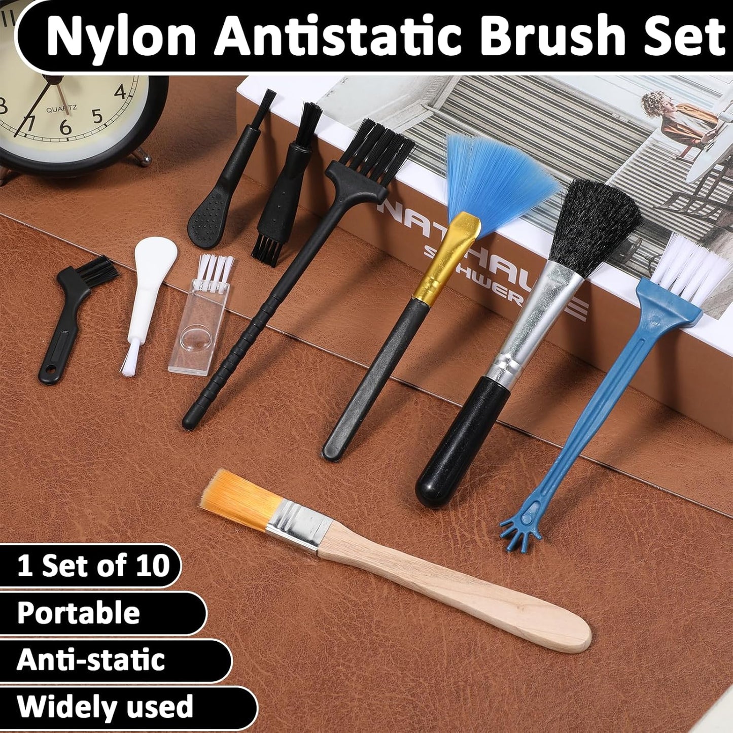 FdcLixuvol 10 Keyboard Brush, Pcs Mini Anti Static Brush Keyboard Cleaning Brushes Kit Nylon Dust Cleaning Brushes