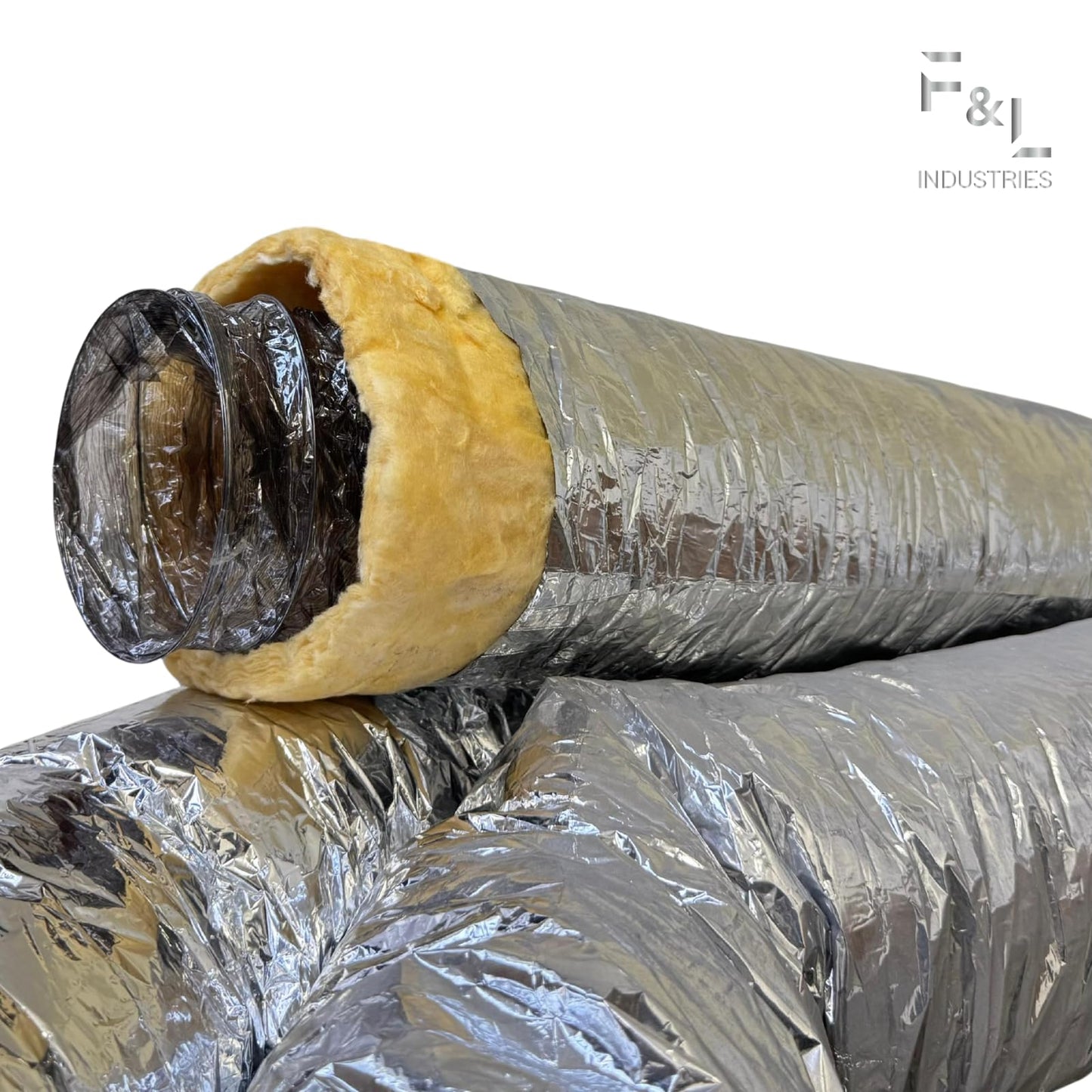 F&L Insulated Flexible HVAC Air Duct 8 10 12 14 Inch – Heavy Duty Flex Ducting for AC Heating Cooling Ventilation Systems, Residential & Commercial Use (14 in 25 FT)