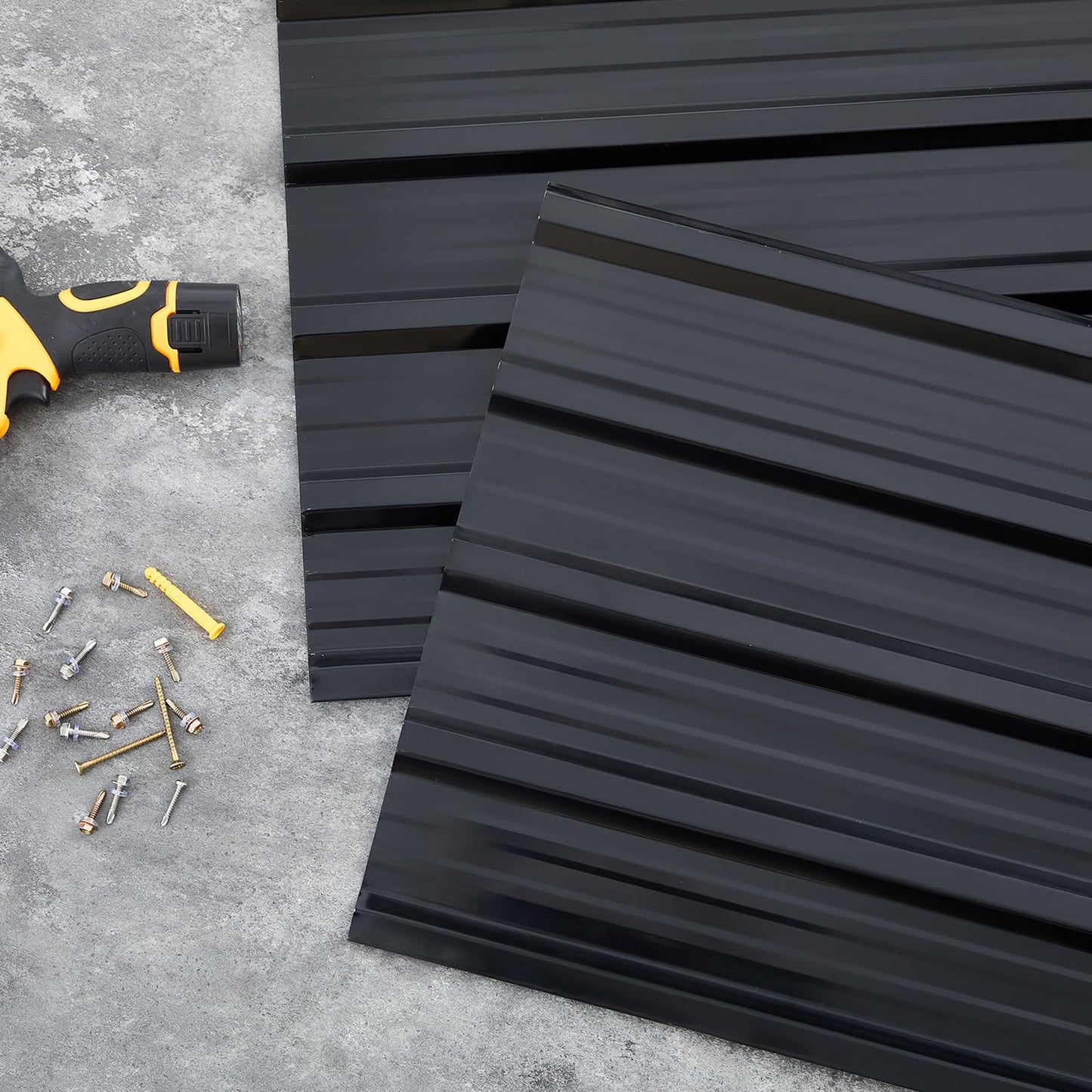 Yaocom 20 Pack Black Corrugated Metal Roof Panels, 106 Sq.ft Cover with Screws, Sleek Finish for Modern Shed, Patio Cover and Outdoor DIY Projects, Black