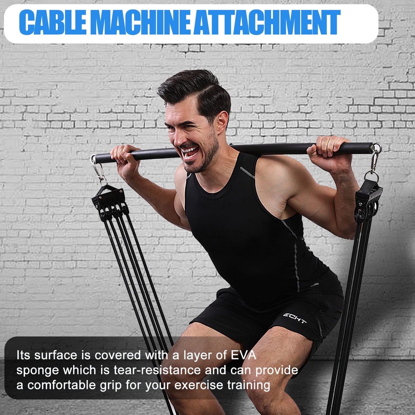 Lat Pull Down Bar Cable Attachments for Gym, Lat Pulldown Attachments, Straight Bar, Resistance Band Bar for WeightLifting Workout (Long bar 2)