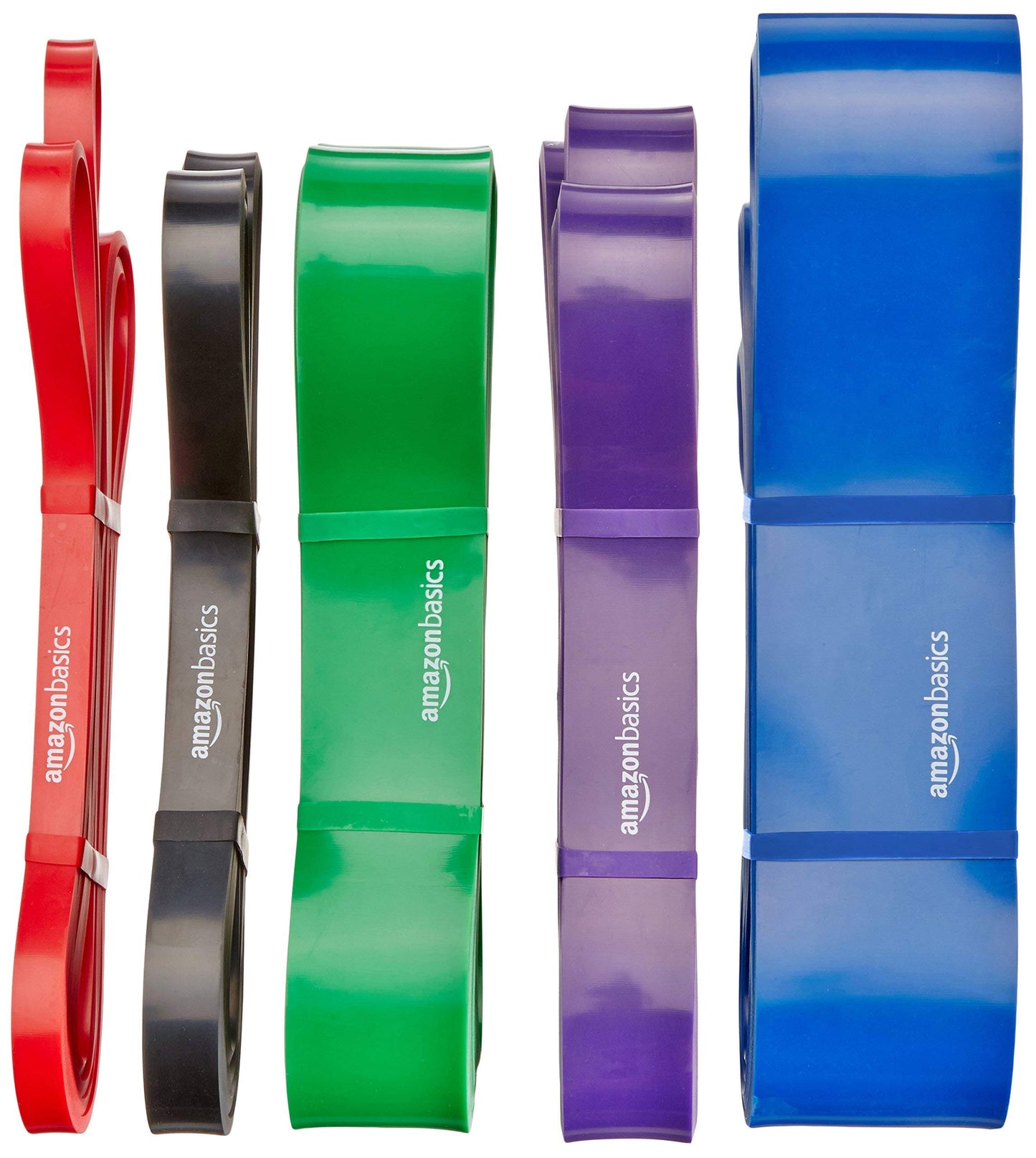 Amazon Basics Resistance Pull-Up Bands for Exercise, Workout, Stretching and Muscle Training, 3/4 Inches, 30 to 60 Pounds, Black