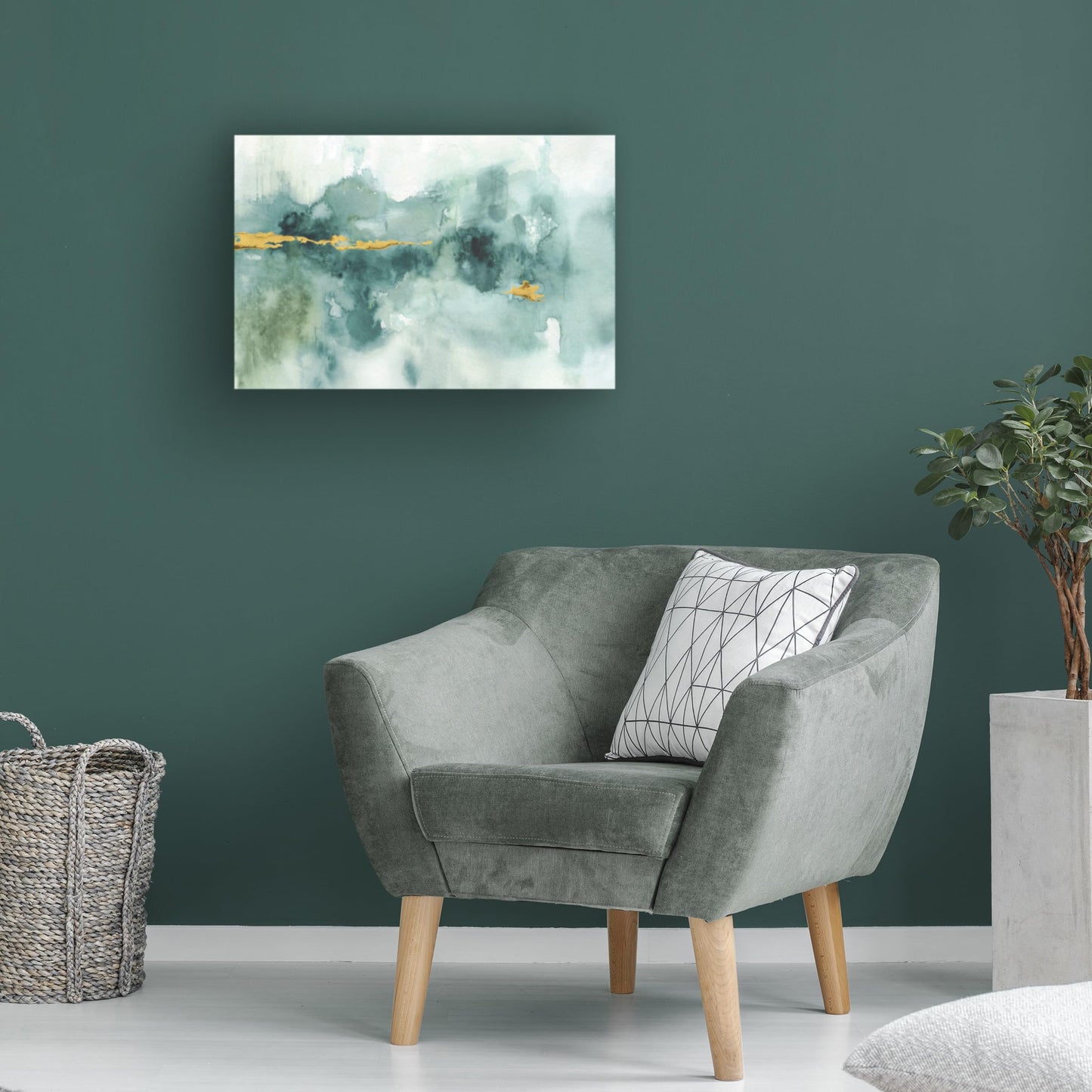 Wrapped Canvas Wall Art - Lisa Audit 'My Greenhouse Abstract I Crop Blue' Wall Art for Living Room, Bedroom, or Office Décor - 22x32