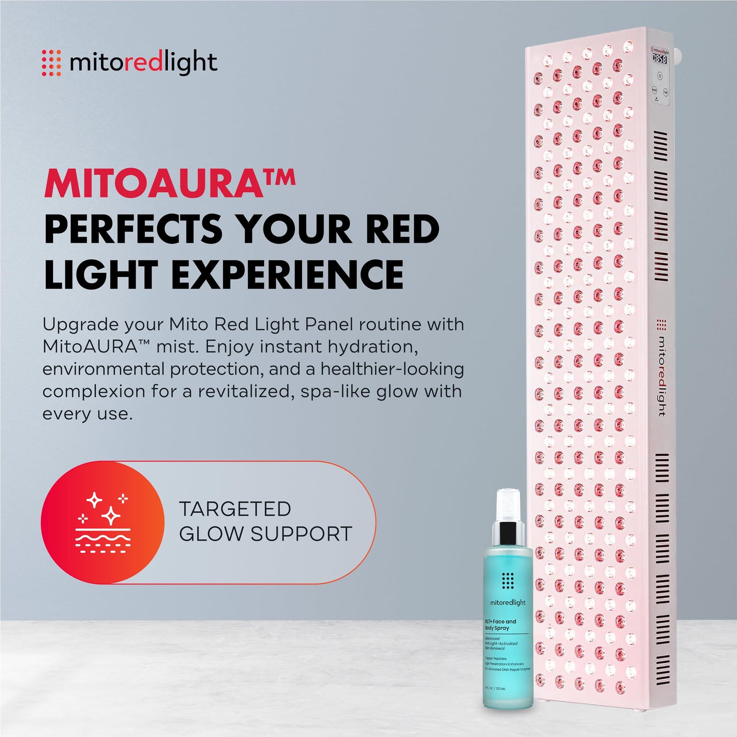 Mito Red Light – MitoMAX 2.0 Red Light Panel – Red Light Therapy for Face and Neck – Red Light & Near Infrared Red Light Therapy – At-Home Red Light Therapy for Body