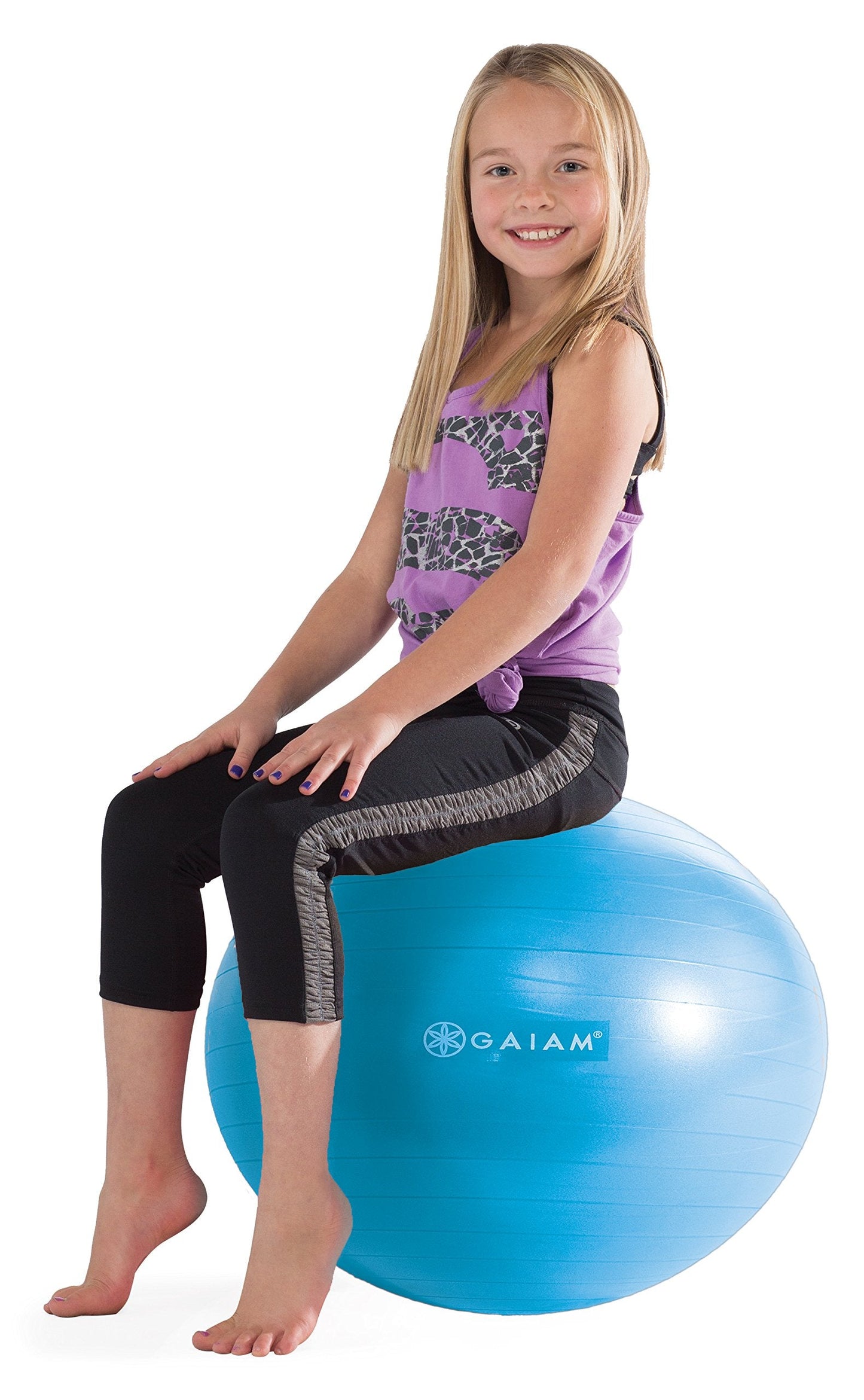 Gaiam Kids Balance Ball Exercise Stability Yoga Ball, Blue, 45cm