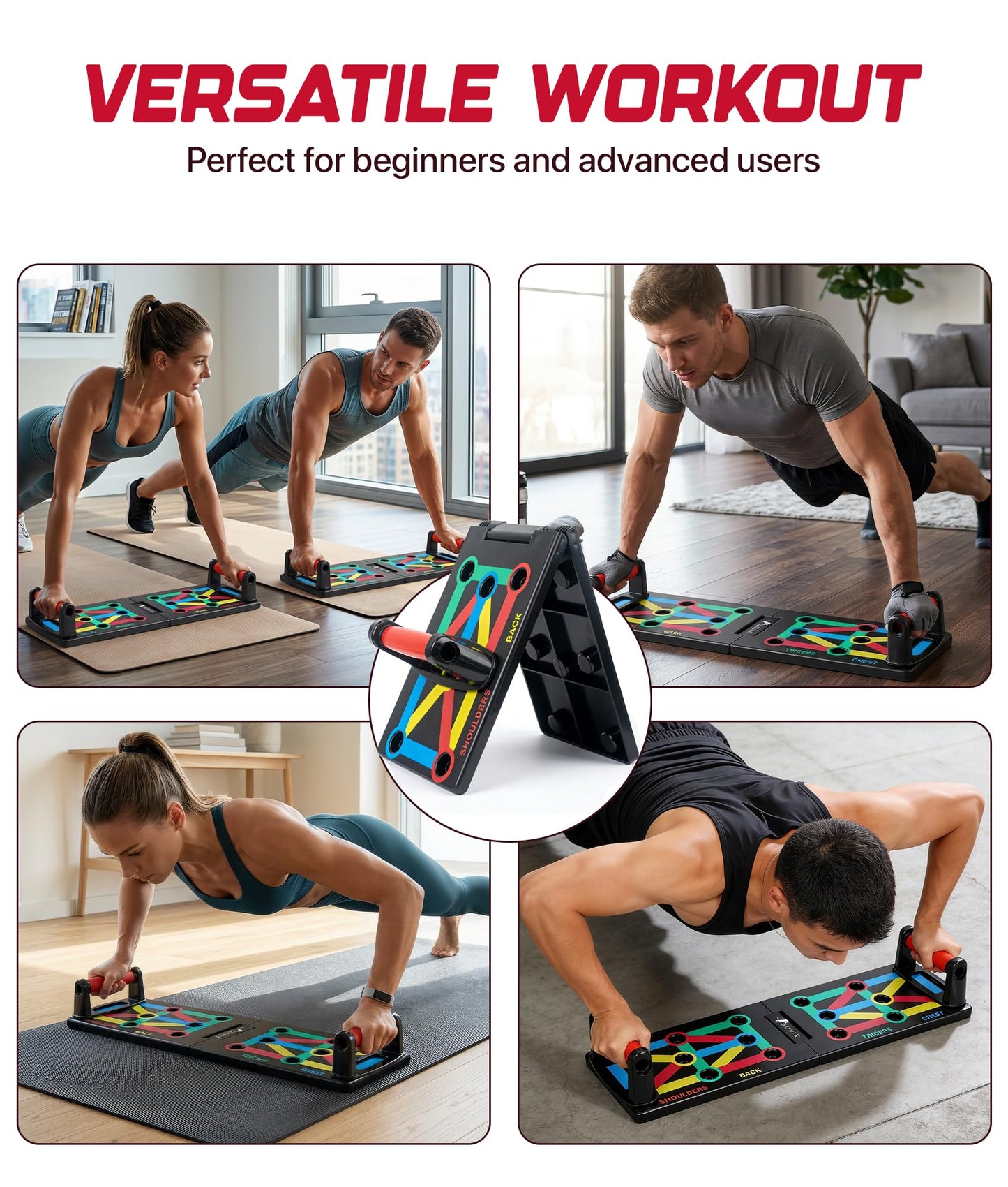 ROMIX Push Up Board for Men, Foldable Push Up Board, Multifunctional Pushup Stand, Muscle Board Rack Professional Strength Training Equipment for Man and Women at Home Gym Chest/Back/Abs Training