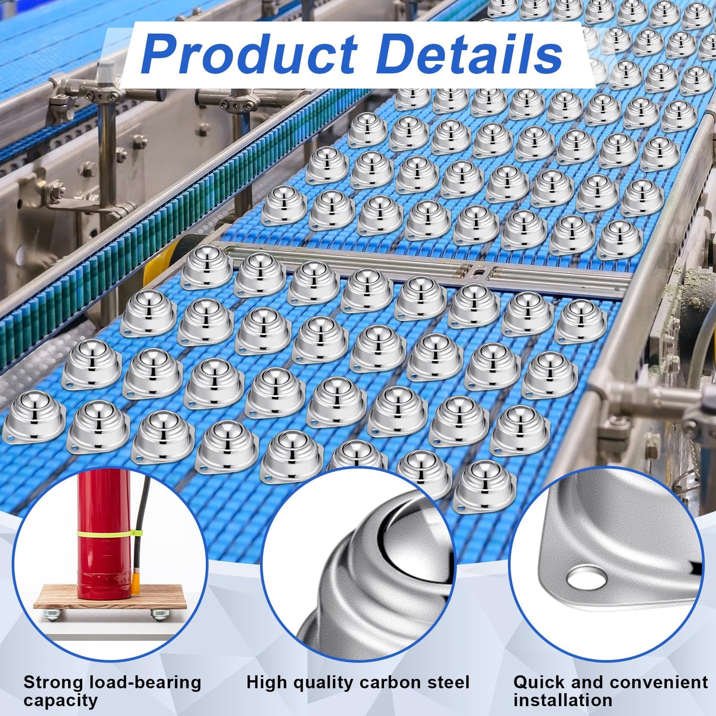 Gisafai 100 Pcs Roller Ball Transfer Bearing Carbon Steel Round Ball Transfer Unit Universal Casters for Conveyor Roller Stand Transmission System Furniture (1")