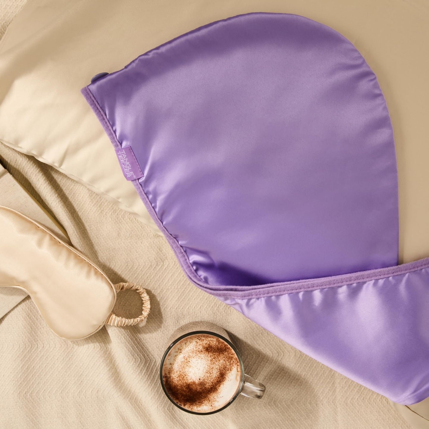 TANGLE TEEZER Double Sided Hair Towel Wrap with Smoothing Satin & Soft Cotton Jersey to Absorb Water & Minimize Frizz, for Curly Hair Types 2C-4C