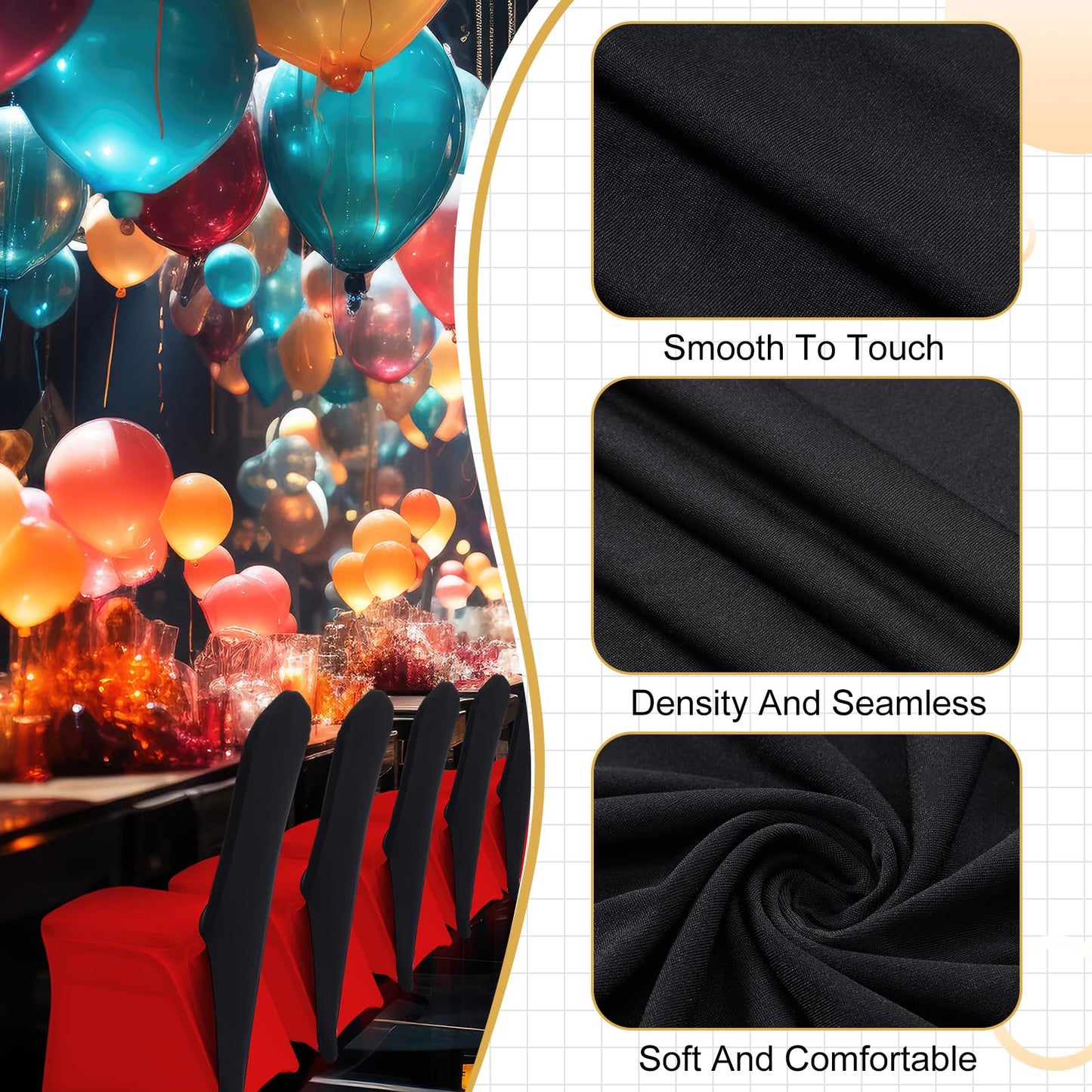 Mindsoft 20 Pcs Chair Cap Covers Spandex Chair Hood Sash Hat Bands Folding Stretch Elastic Cover for Wedding Holidays Banquet Party Celebration (Black)