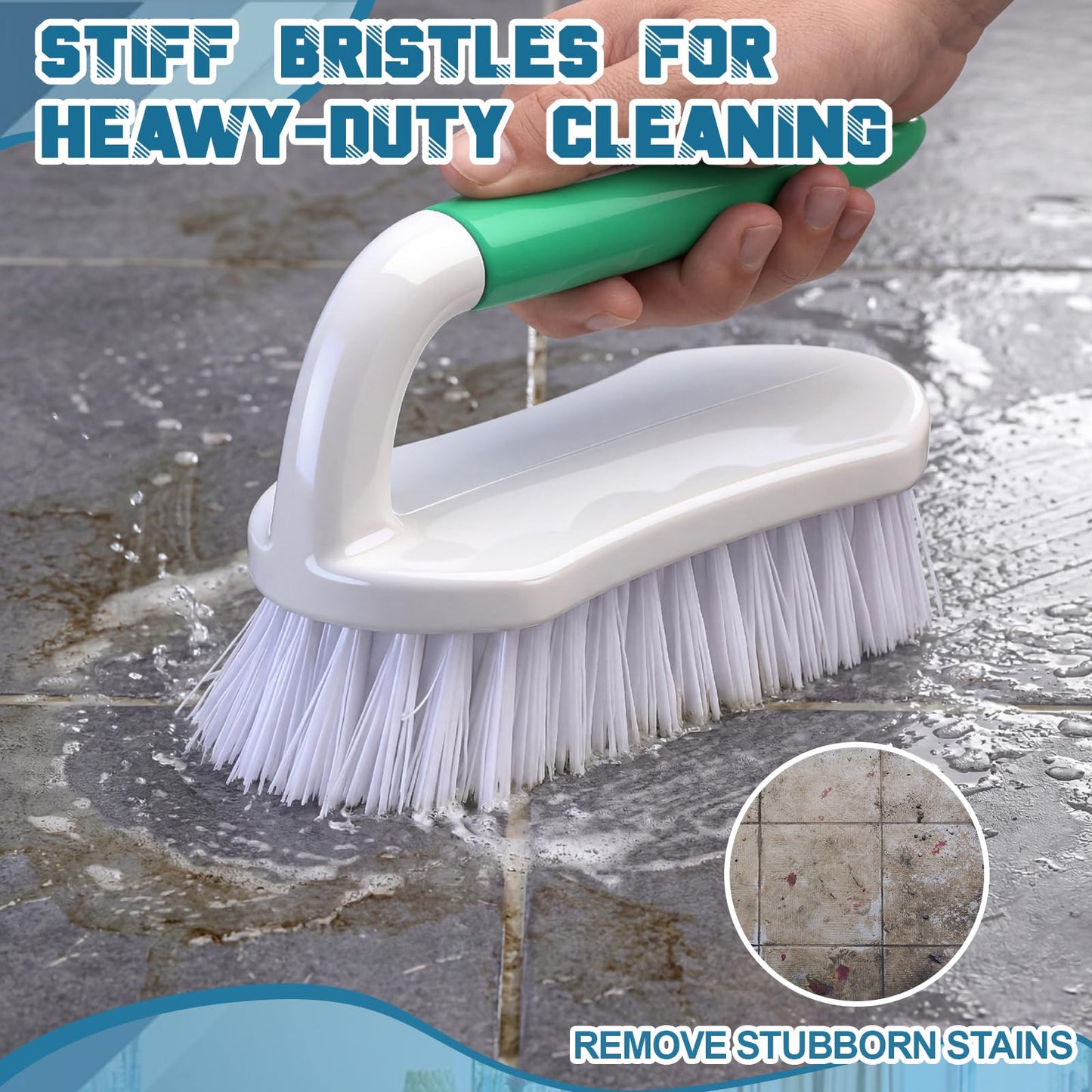 Yiyiring 11 Pcs Cleaning Brush Set with Squeegee Crevice Gap Brushes Handheld Scrub Brush and Hard Bristle Detail Brushes Multi-Purpose Household Cleaning Tools for Kitchen Bathroom Sink Grout Window