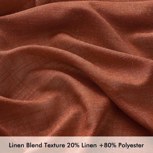 MIULEE Linen Curtains - 96 Inch Semi-Sheer Drapes in Burnt Orange | Soft Light Filtering Panels for Living Room & Bedroom