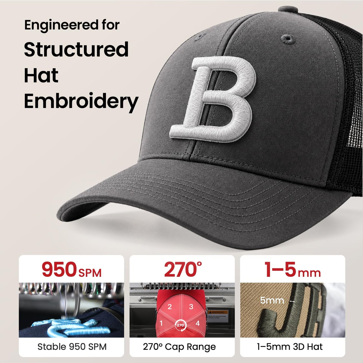 BAI The Vision 15-Needle Commercial Embroidery Machine, 20x16inch Areas, True 1200SPM Stable Production via Institch to Wi-Fi, Calculating Costs and Design Software High-Precision for Business