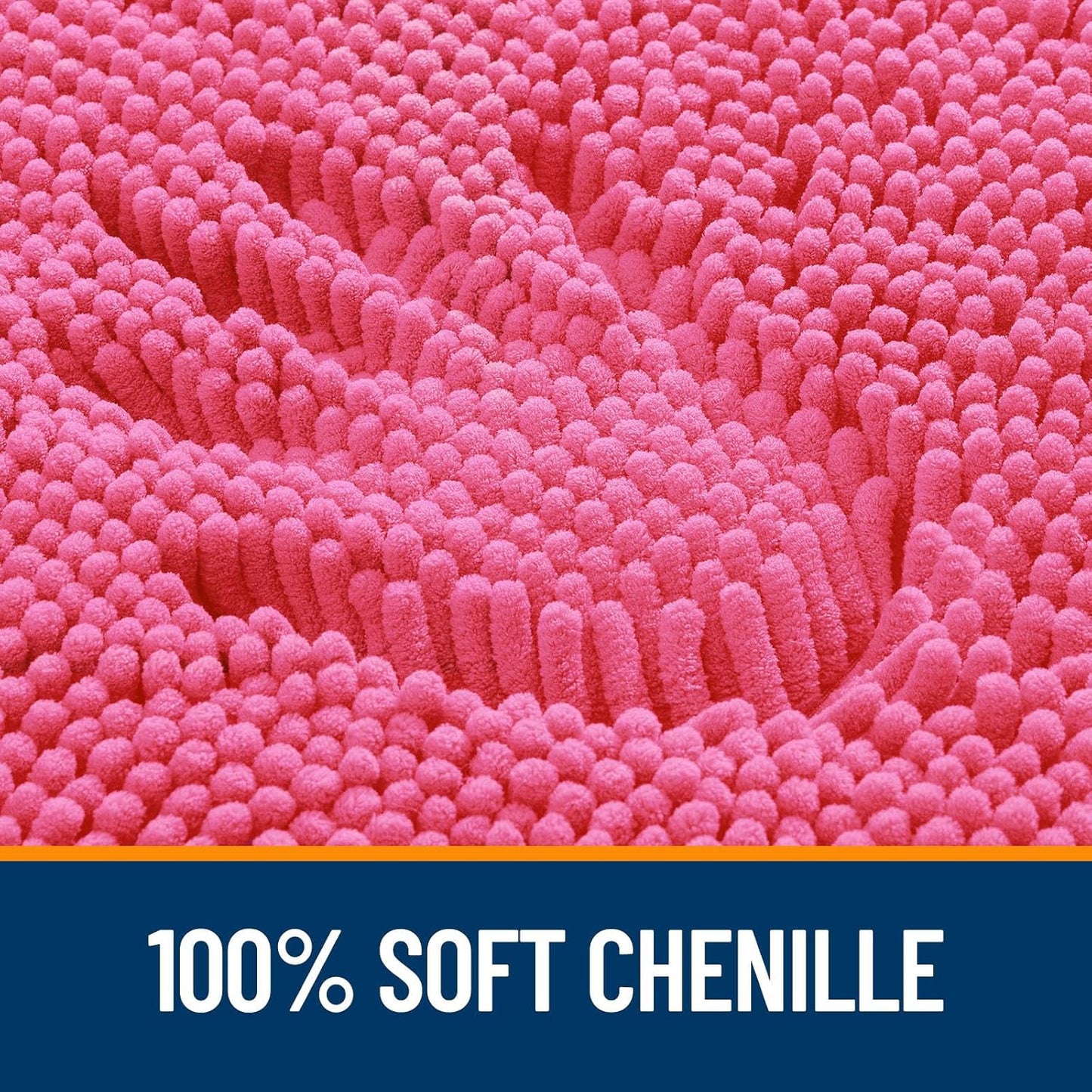 OLANLY Large Bath Rugs - Extra Soft Chenille with Rubber Backing | Quick Dry, Machine Washable, Hot Pink 59x35