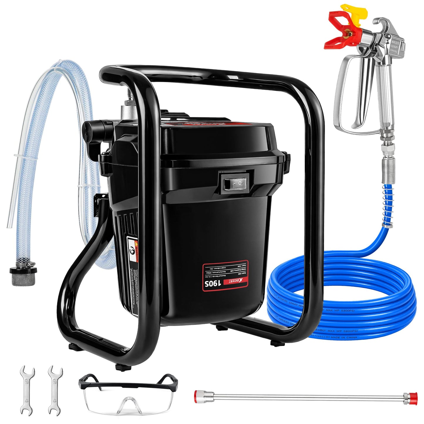 XDOVET 750W Airless Paint Sprayer,3000PSI High-Pressure Electric Paint Sprayer with Tip Extension,Paint Sprayer for House Painting,Interior/Exterior Walls, Fences, Ceilings, Cabinets 1pcs