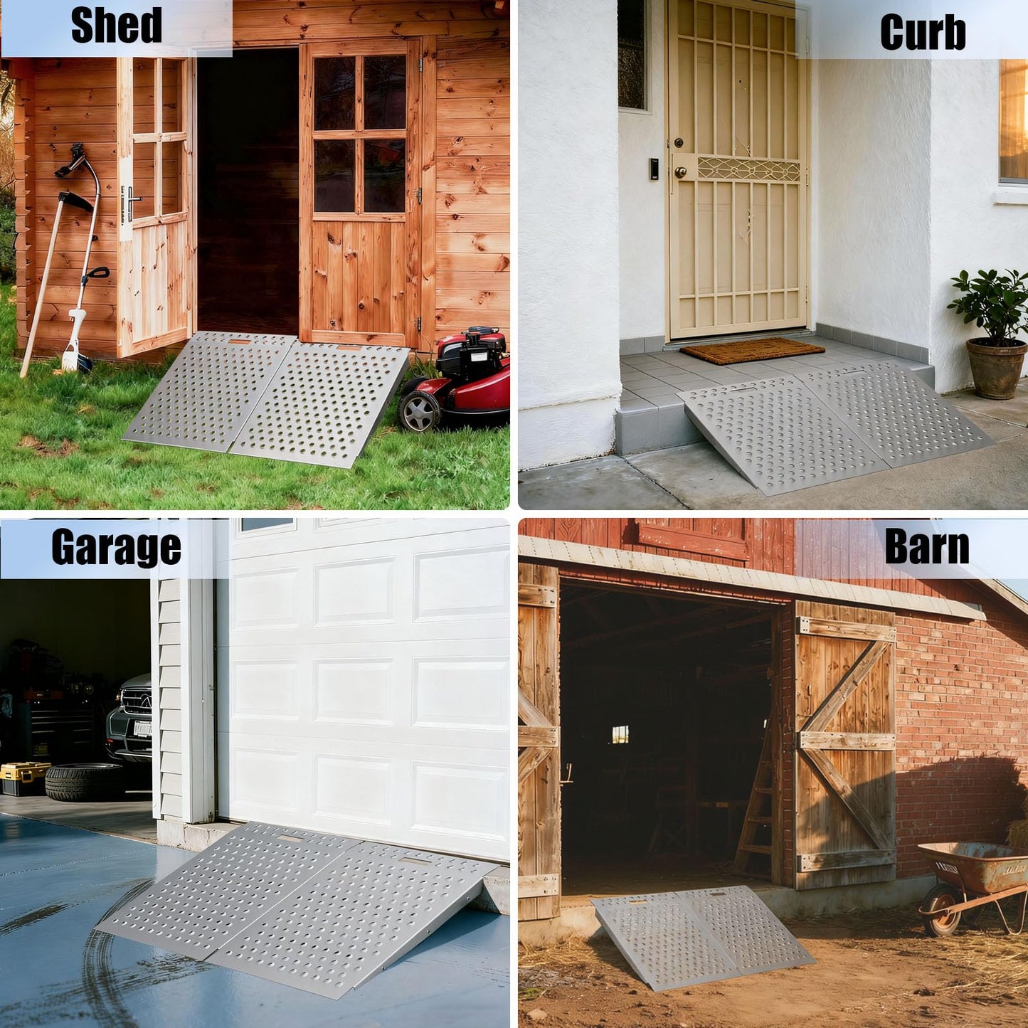 Shed Ramp 2 Pack – 31" L x 48" W Heavy-Duty 1500 lb Anti-Slip Shed Ramp for Riding Mower, ATV, Golf Cart – Garage/Barn/Storage Access