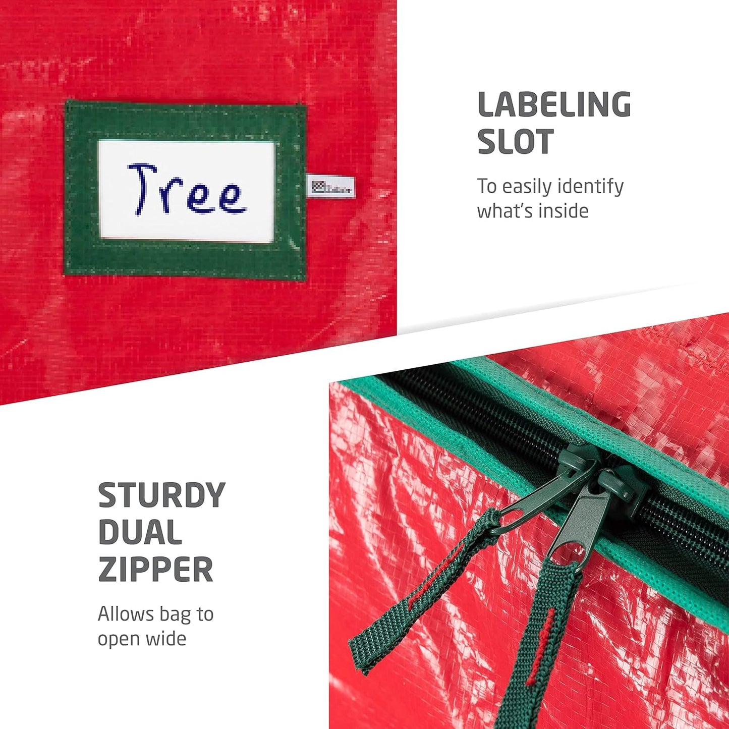 ZOBER Christmas Tree Storage Bag - 9 Ft Waterproof Bag for Artificial Trees - Durable Handles & Label Slot - Red