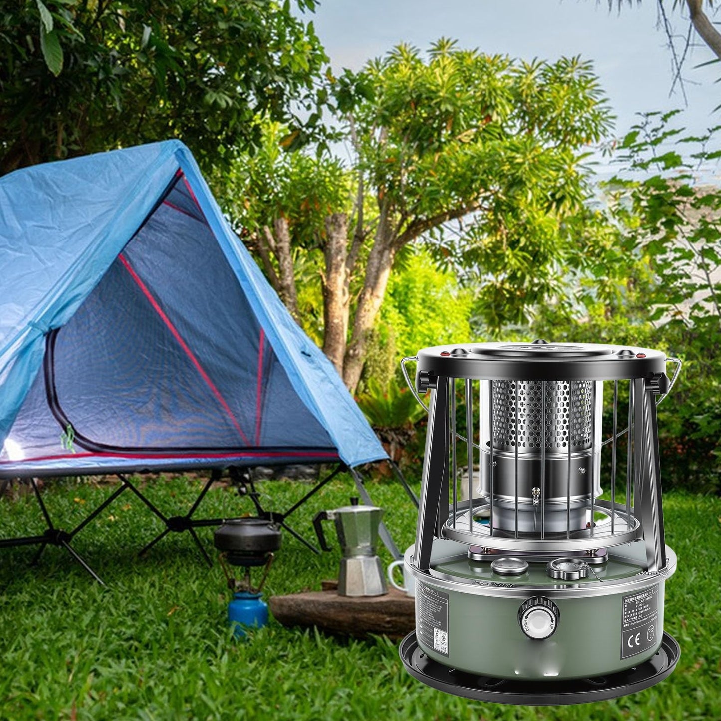 Indoor Kerosene Heater, Portable Kerosene Heater, 5.2L Tank 20-25 Hours Heating with Adjustable Height Safety Net, for Camping Garage Home Emergency Indoor Outdoor Use (Complete accessories)
