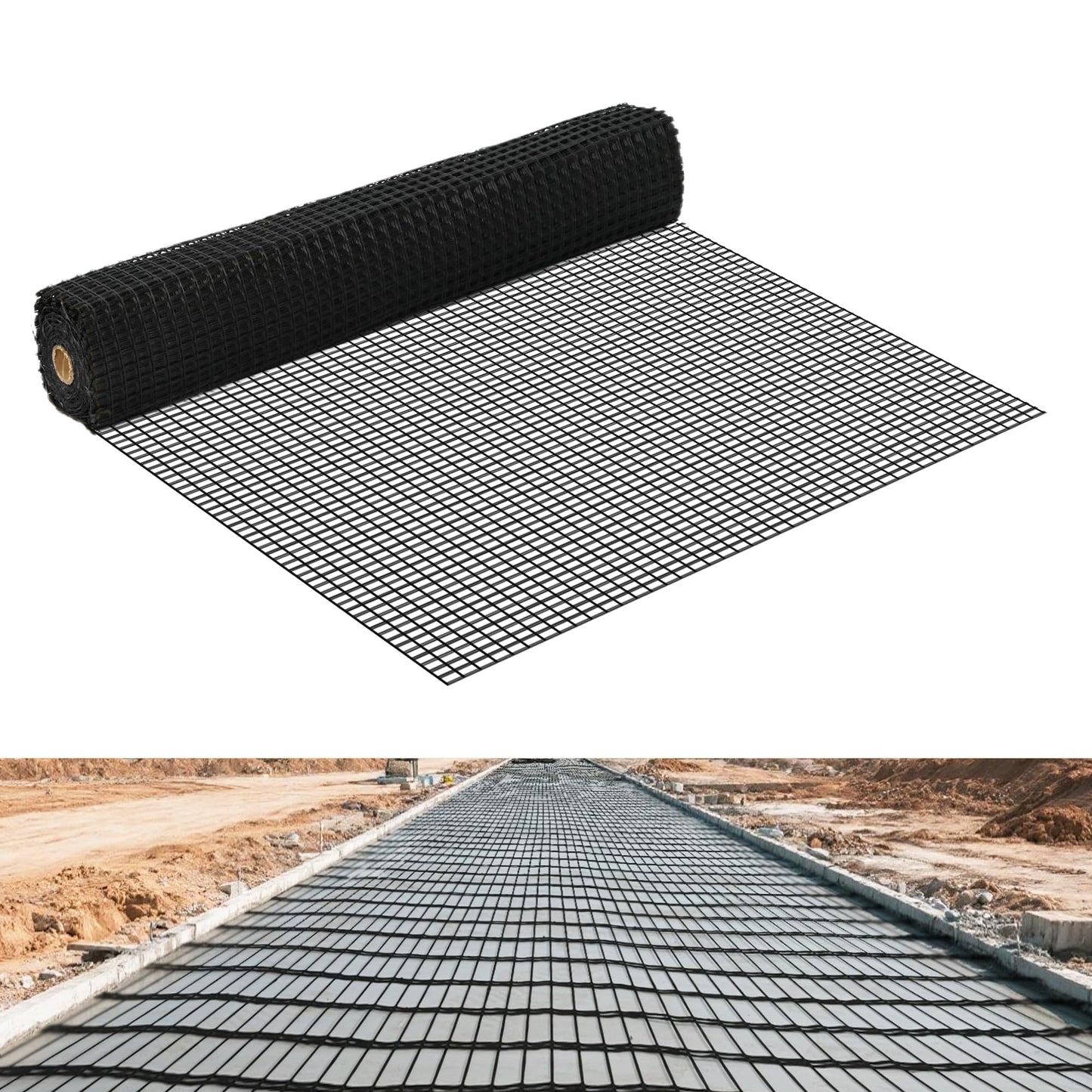 50KN Fiberglass Geogrid for Retaining Wall – 47.2in x 1181in Roll, 1in Mesh, Heavy-Duty Geogrid for Retaining Walls, Durable Fiberglass Composite Material
