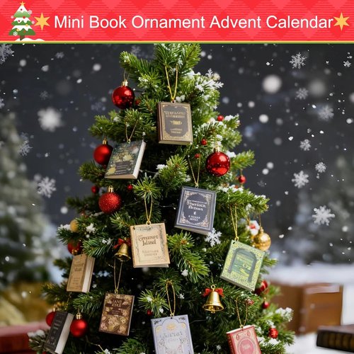 Mini Book Advent Calendar 2026 - 24 Ornament Gifts for Book Lovers | Christmas Countdown Decor