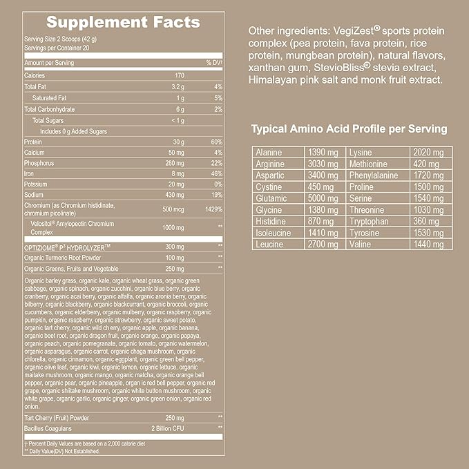 Vegan Sport Protein Powder Vanilla ??30g Plant Based Protein, VELOSITOL, BCAAs, Organic Greens & Fruits, Probiotics, Tart Cherry for Post Workout Recovery, Inform Sports Certified Keto - 20 servings