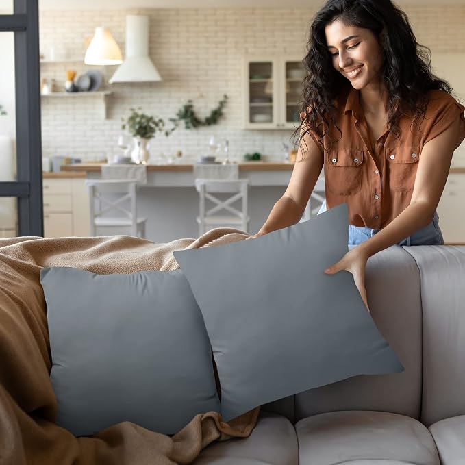 Utopia Bedding 20x20 Pillow Inserts, Set of 2, Grey – Indoor Decorative Throw Pillows for Bed, Sofa & Couch – Soft, Supportive & Fluffy Cushion Inserts