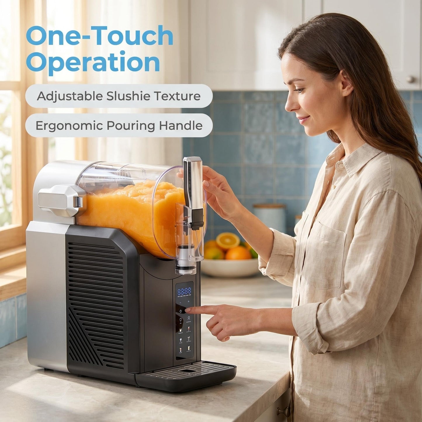 MIU Slushie Machine, 2L/68oz Commercial Frozen Drink Machine & Slushy Maker for Home, No Ice Needed, 6 Presets & Self‑Cleaning, Ideal for Margaritas, Frappés, Milkshakes