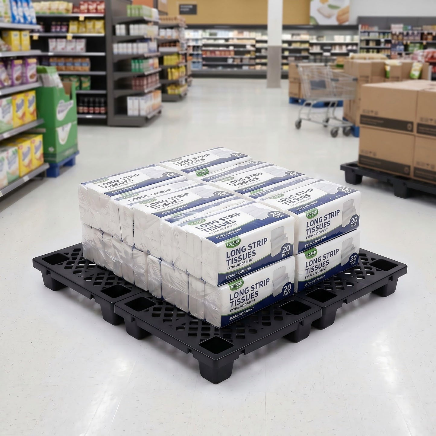 10 Pcs Plastic Pallets Lightweight Nestable Waterproof Floor Pallet Interlocking Storage Pad with Breathable Grids for Indoor Outdoor Warehouse Restaurant Supermarket (23.6 x 15.8 x 3.9 Inch, Black)