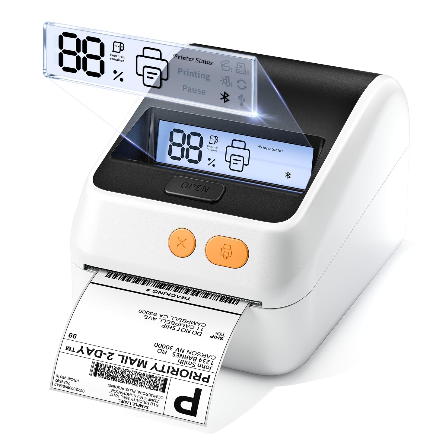 Phomemo D421R Bluetooth Thermal Label Printer with Screen for Paper Level Display - Shipping Label Printer for Small Business, RFID Auto Size Detection 4x6 Thermal Printer with Segmented Code Screen