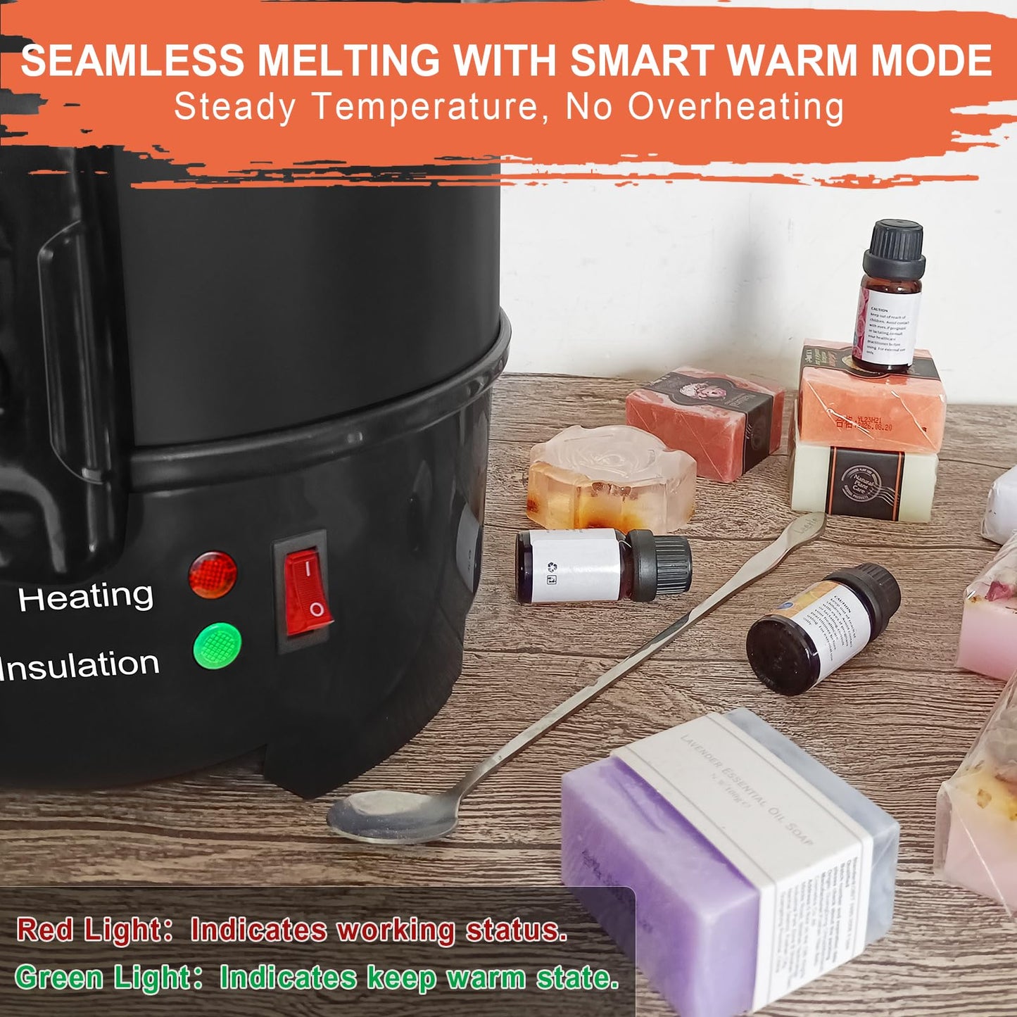 Leerie S4 Soap Base Melter, 8Lbs Soap Making Kits with Constant Temperature Control & Heating Core Brass Spout for DIY Soap Business Melt & Pour Soap Kits (Non-Stick Coating Inner Pot）