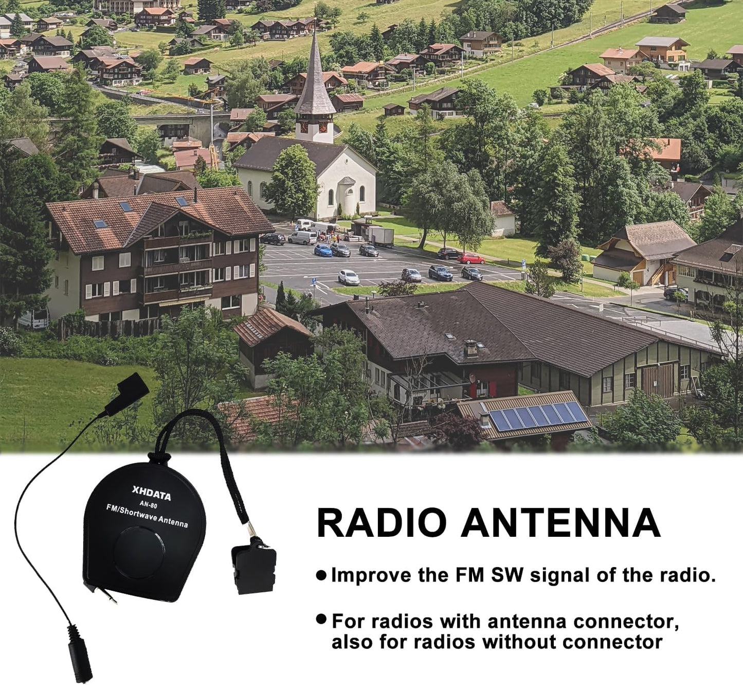 XHDATA AN-80 Shortwave Reel Antenna FM SW External Antenna Whip Antenna to Improve Signal Reception Suitable for FM SW